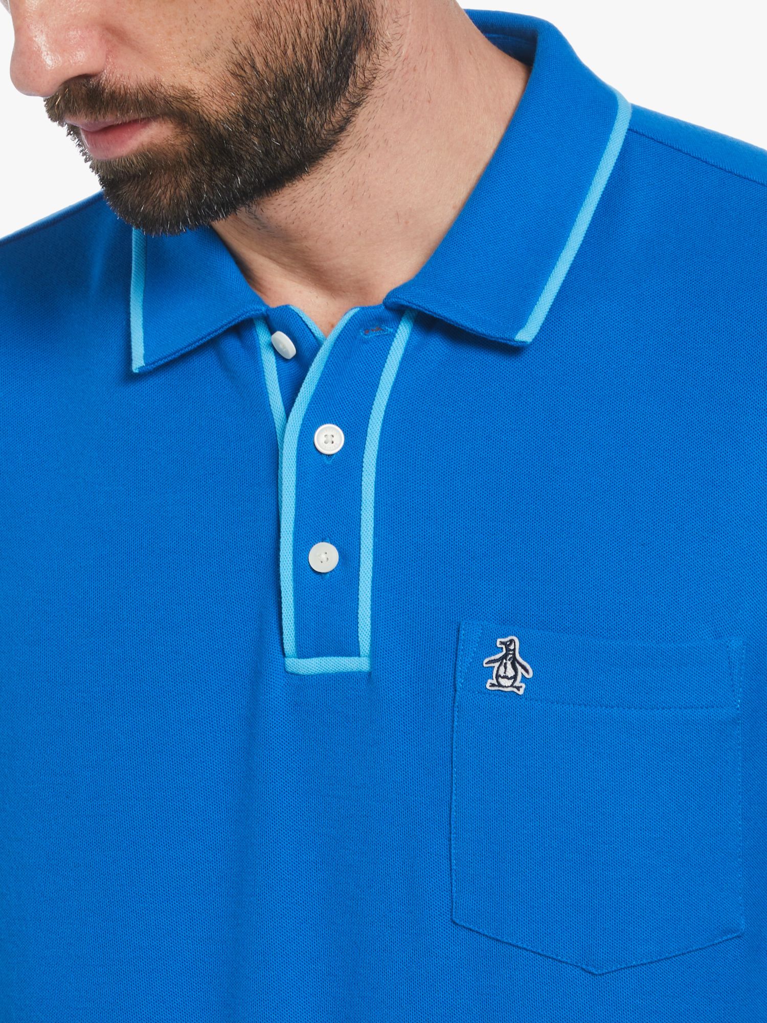 Original Penguin Earl Short Sleeve Polo Shirt, Blue, L