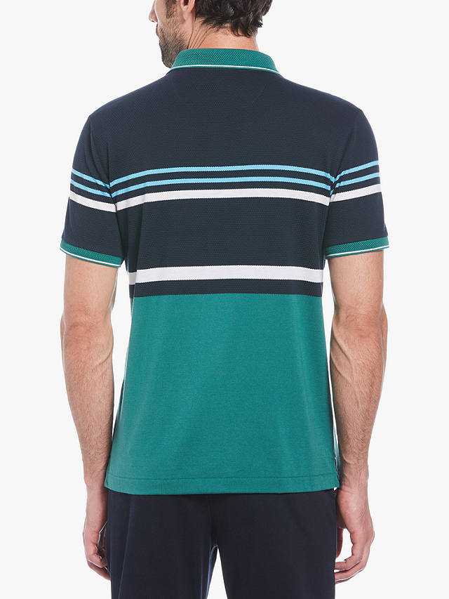 Original Penguin Eripe Engineered Stripe Polo Shirt, Green/Multi