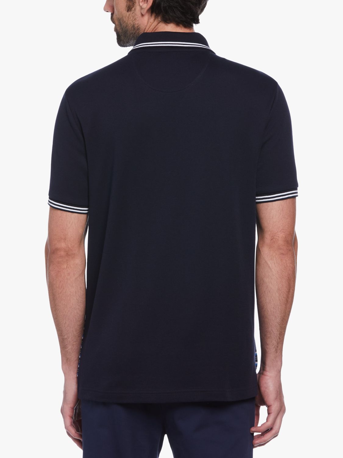 Original Penguin Jacquard Short Sleeve Polo Shirt, Dark Sapphire, L