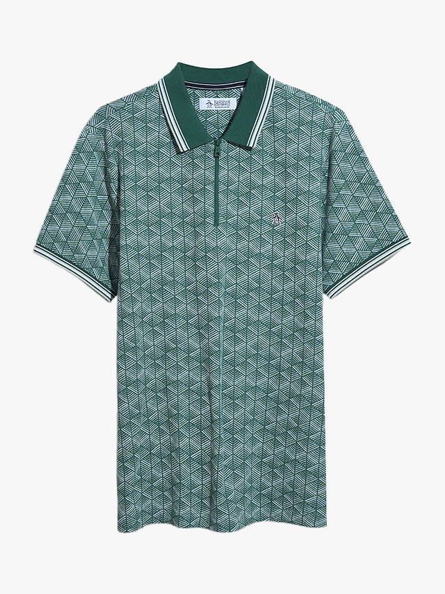Original Penguin 1/4 Zip All-Over Geo Print Polo Shirt, Green
