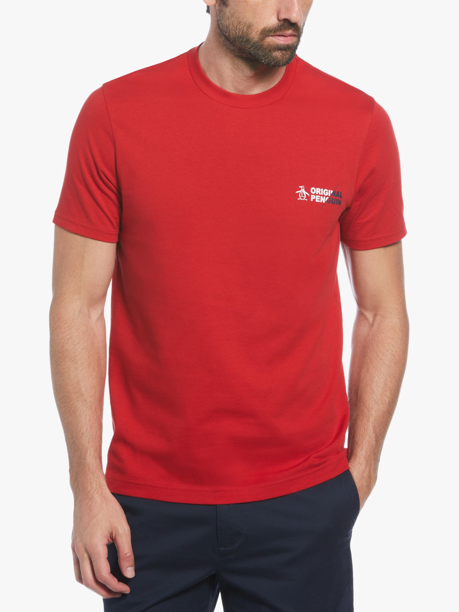 Original Penguin Short Sleeve Spliced Logo T-Shirt, Red, L