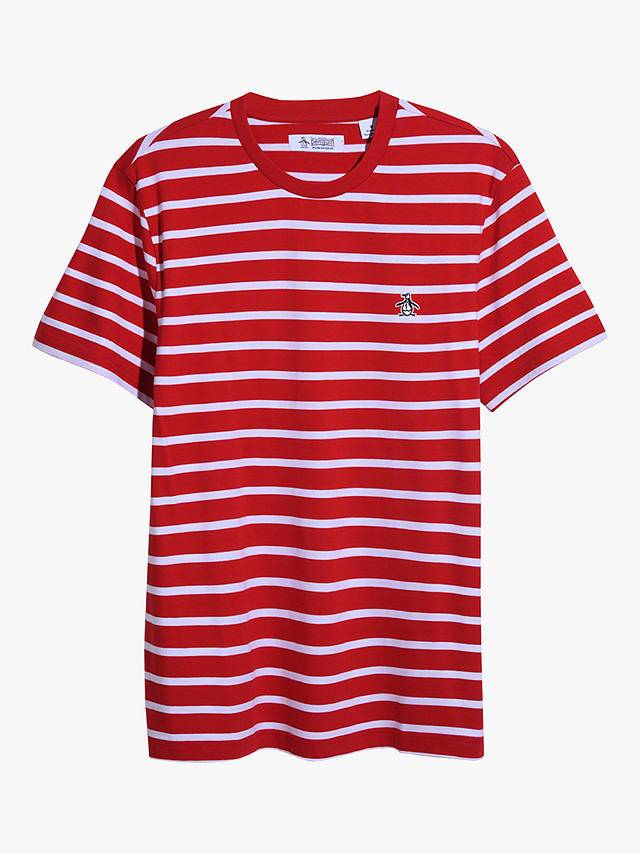 Original Penguin Breton Stripe Short Sleeve T-Shirt, Red/White