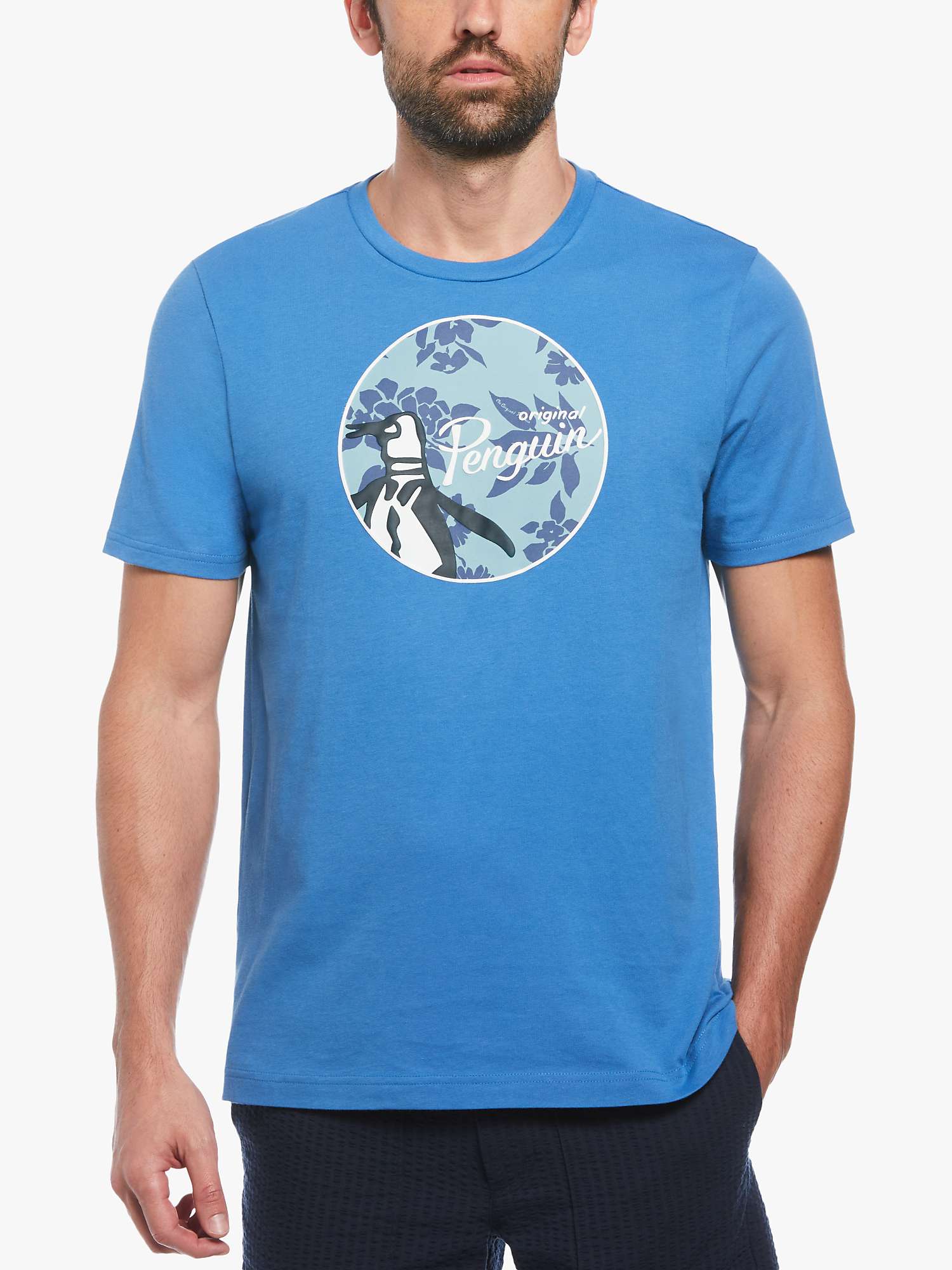 Buy Original Penguin Short Sleeve Floral Graphic Print T-Shirt, Blue/Multi Online at johnlewis.com