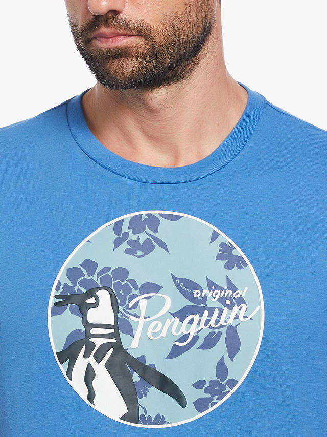 Original Penguin Short Sleeve Floral Graphic Print T-Shirt, Blue/Multi