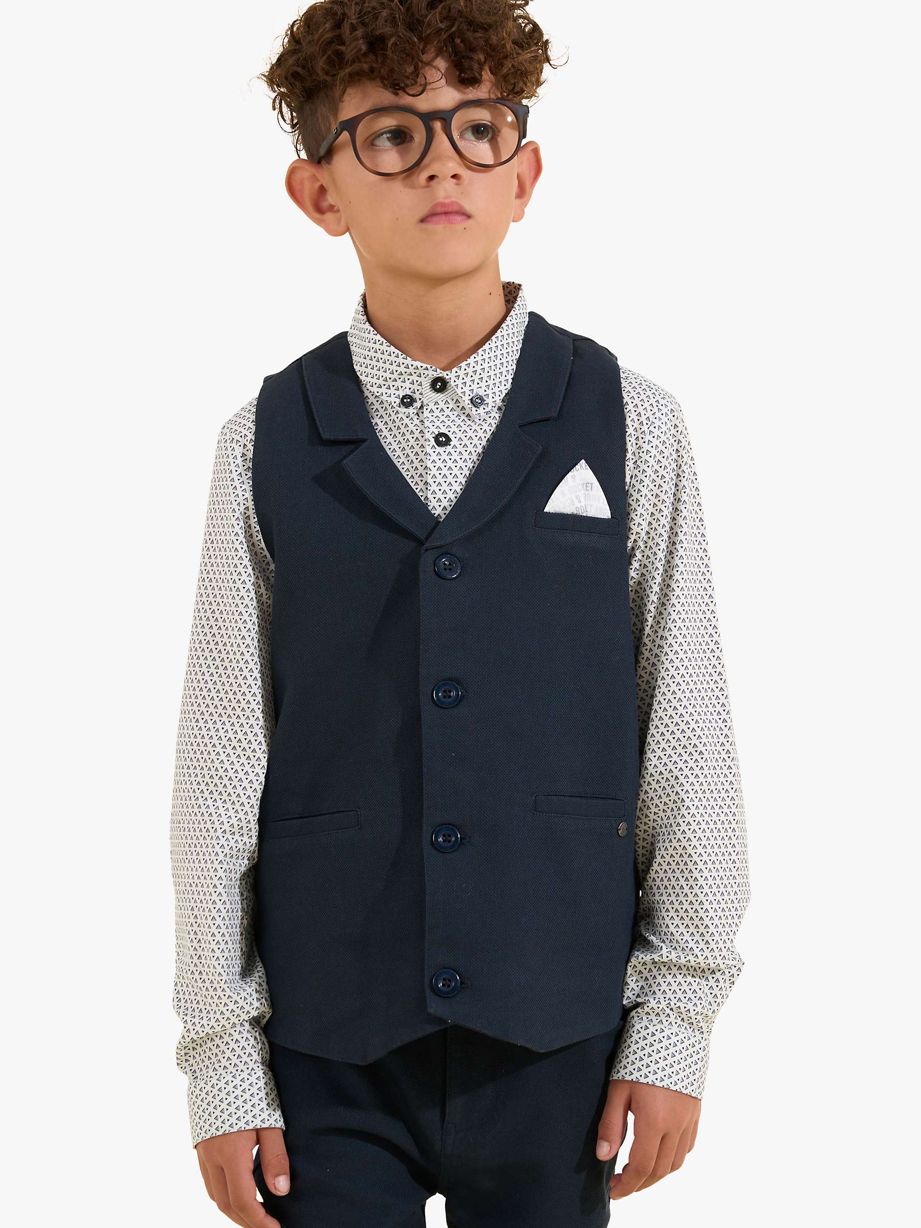 Buy Angel & Rocket Kids' Bernard Textured Waistcoat, Navy Online at johnlewis.com