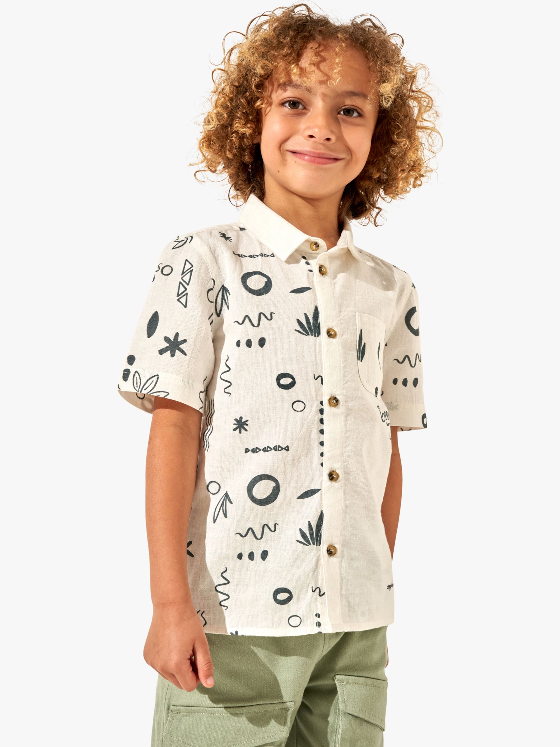Angel & Rocket Kids' Textured Holiday Shirt, Cream
