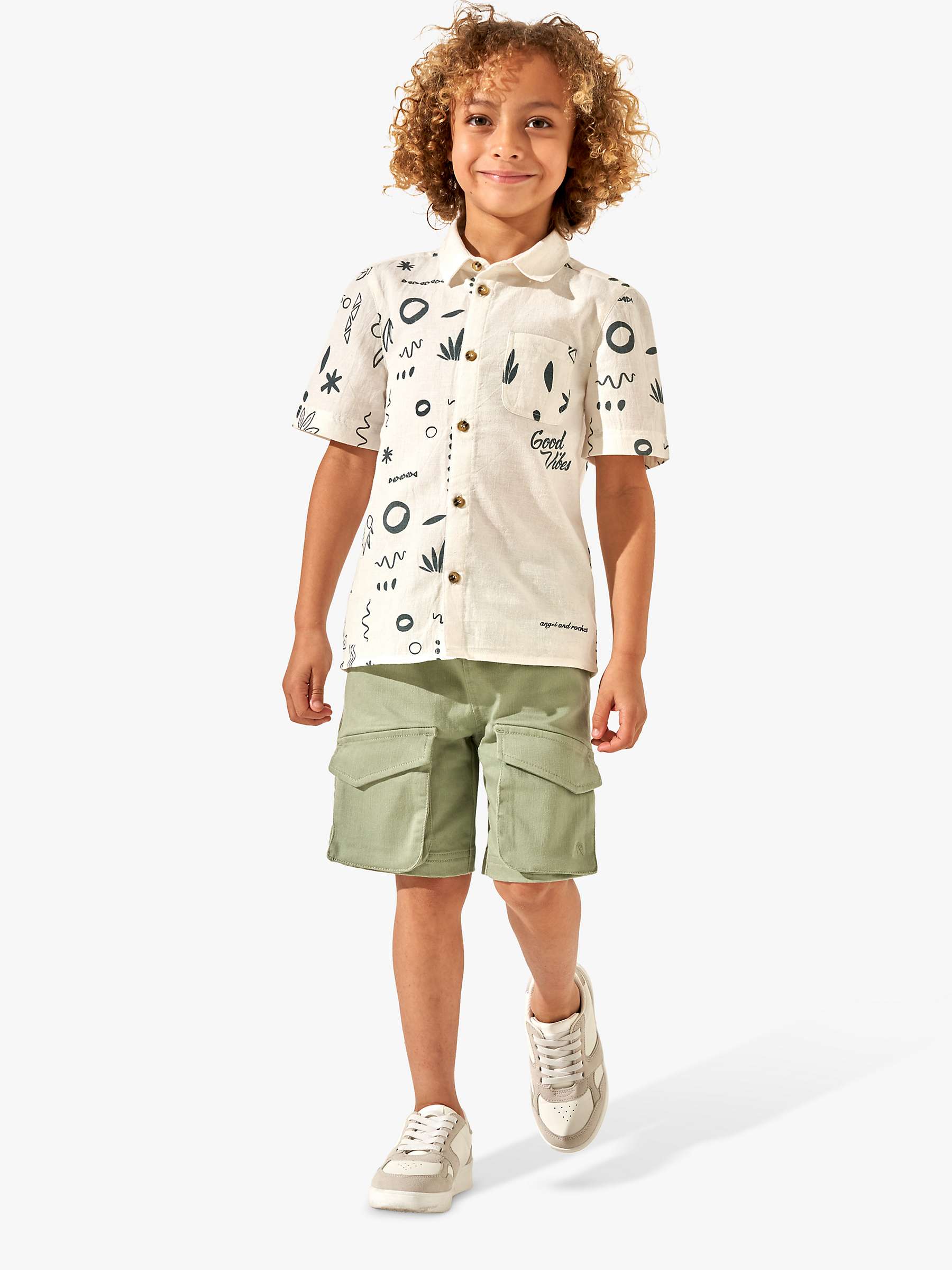 Buy Angel & Rocket Kids' Textured Holiday Shirt, Cream Online at johnlewis.com