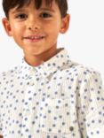 Angel & Rocket Kids' Spotted Textured Shirt, White/Blue, White/Blue