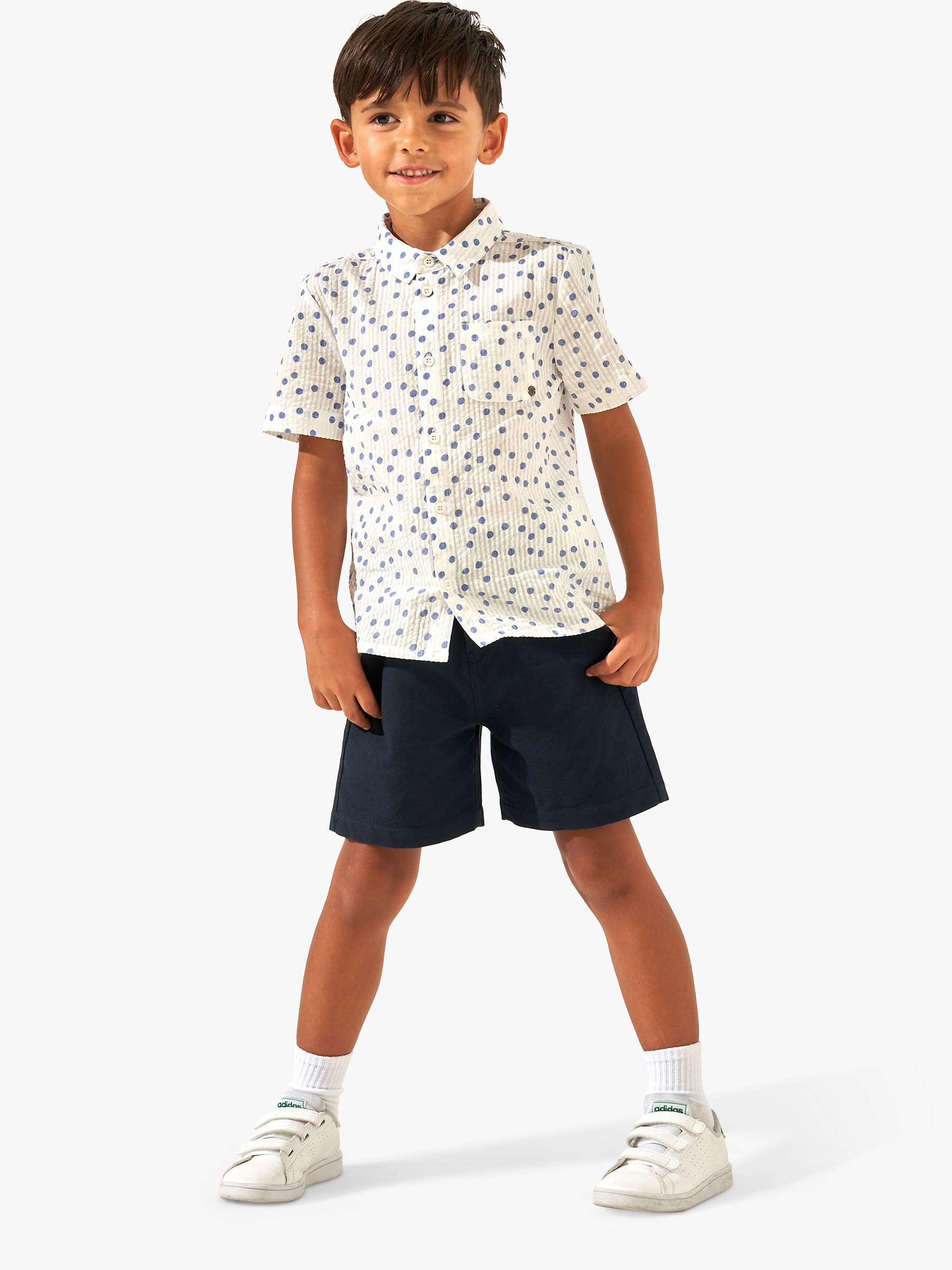 Buy Angel & Rocket Kids' Spotted Textured Shirt, White/Blue Online at johnlewis.com