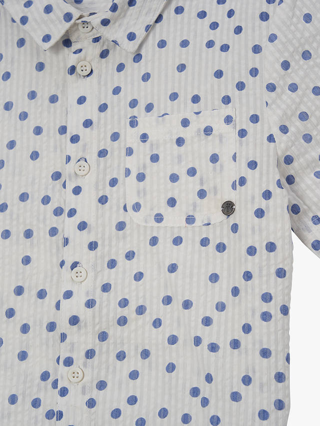 Angel & Rocket Kids' Spotted Textured Shirt, White/Blue