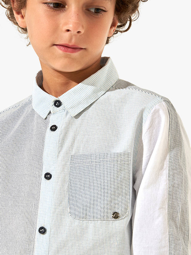 Angel & Rocket Kids' Chase Stripe Panelled Shirt, Blue