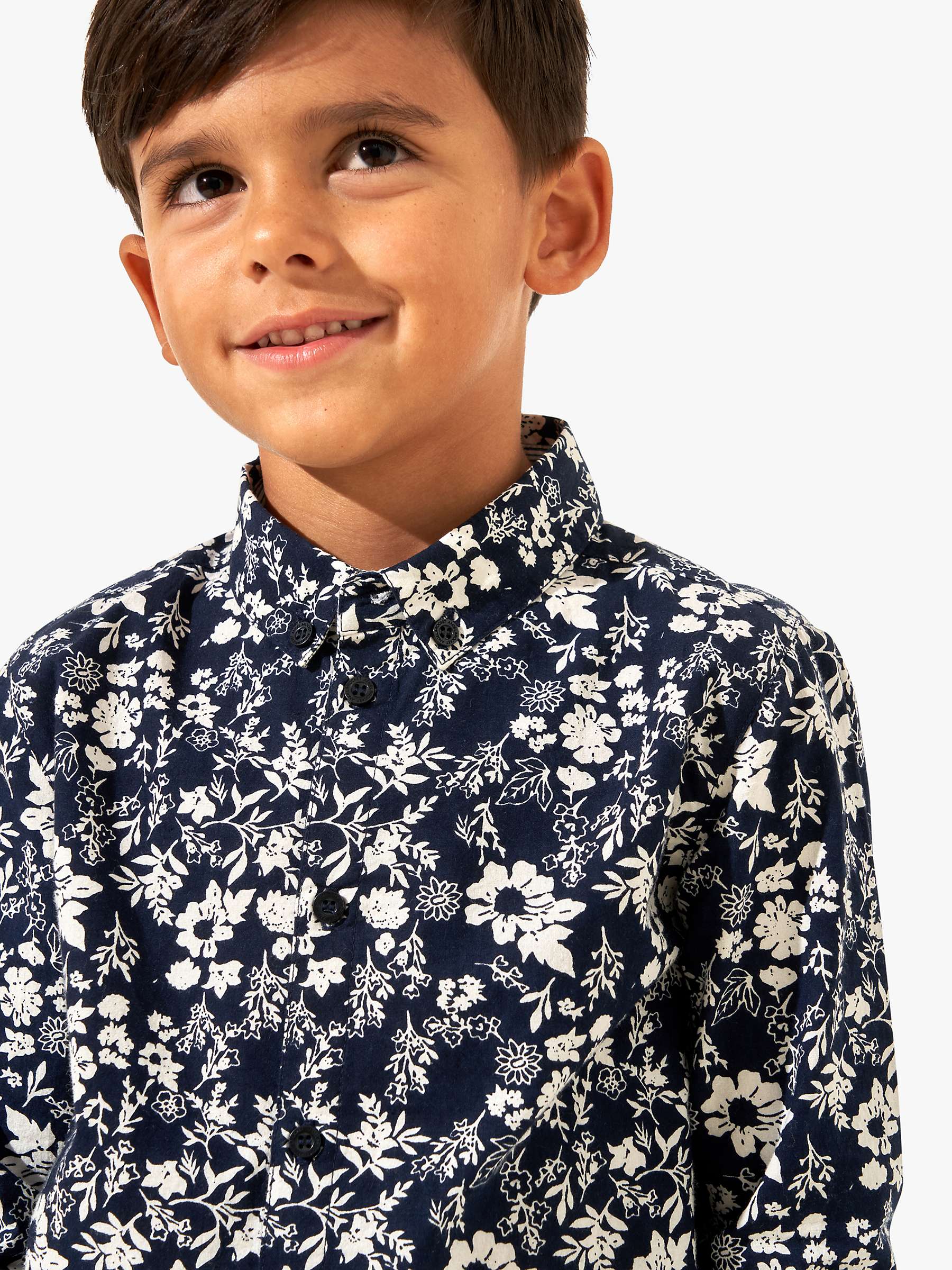 Buy Angel & Rocket Kids' Floral Print Shirt, Navy Online at johnlewis.com