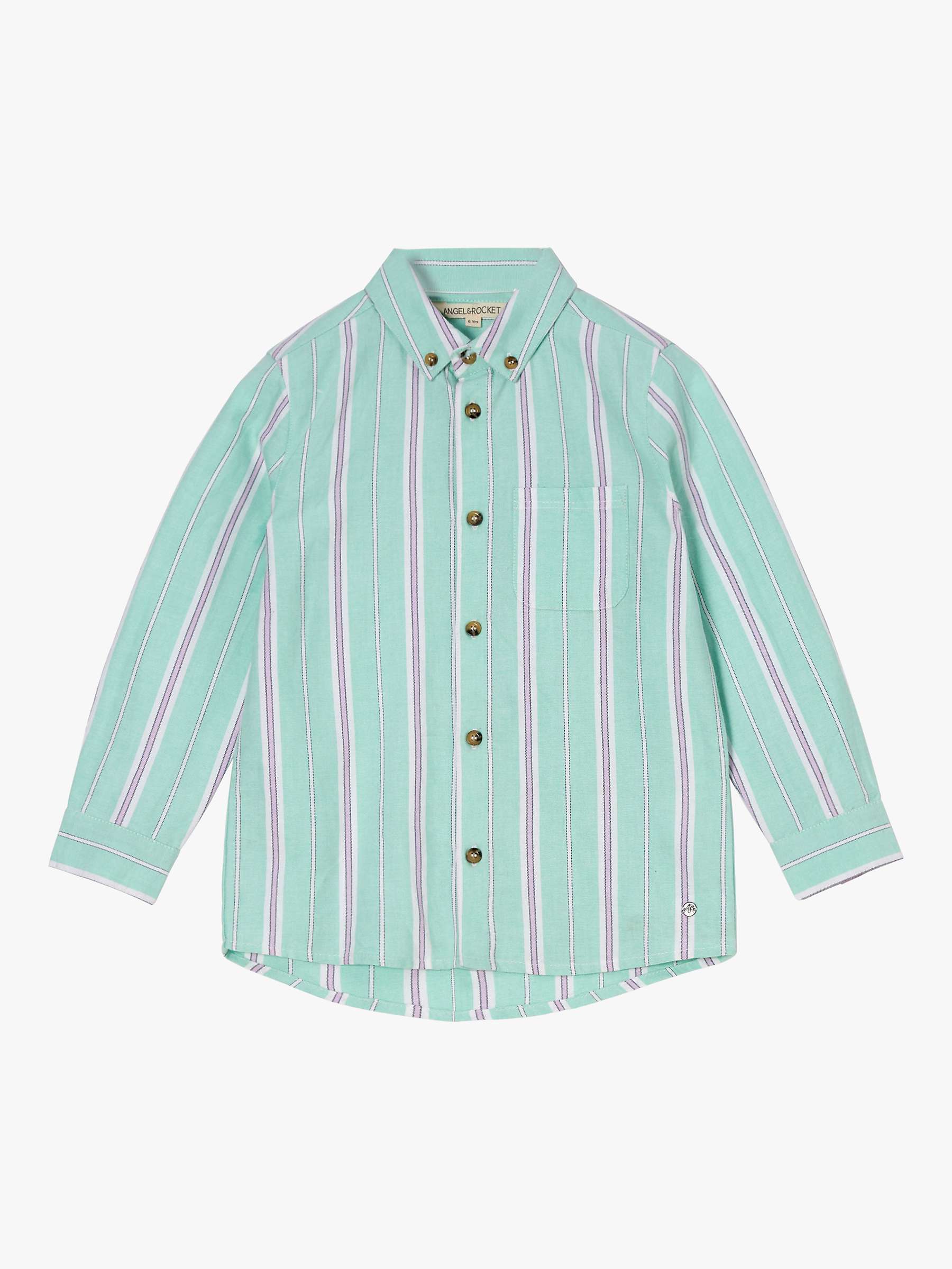Buy Angel & Rocket Kids' Oxford Striped Shirt, Green Online at johnlewis.com