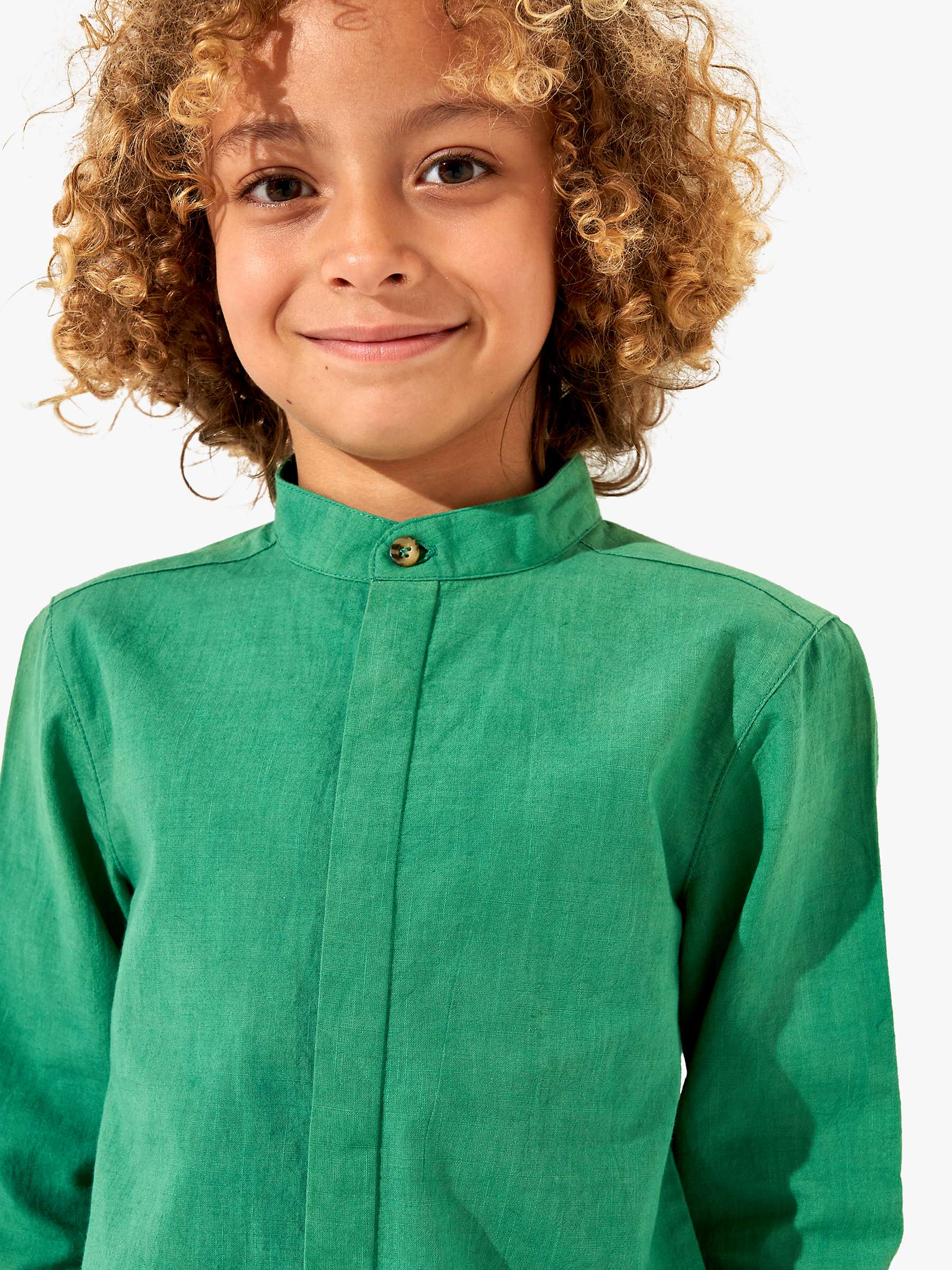 Buy Angel & Rocket Kids' Omar Mandarin Shirt, Green Online at johnlewis.com