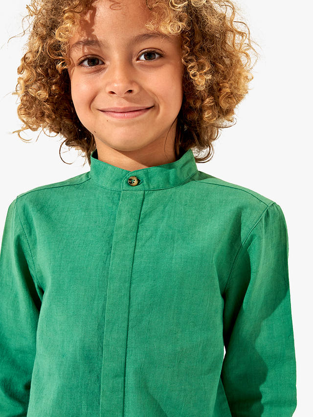 Angel & Rocket Kids' Omar Mandarin Shirt, Green