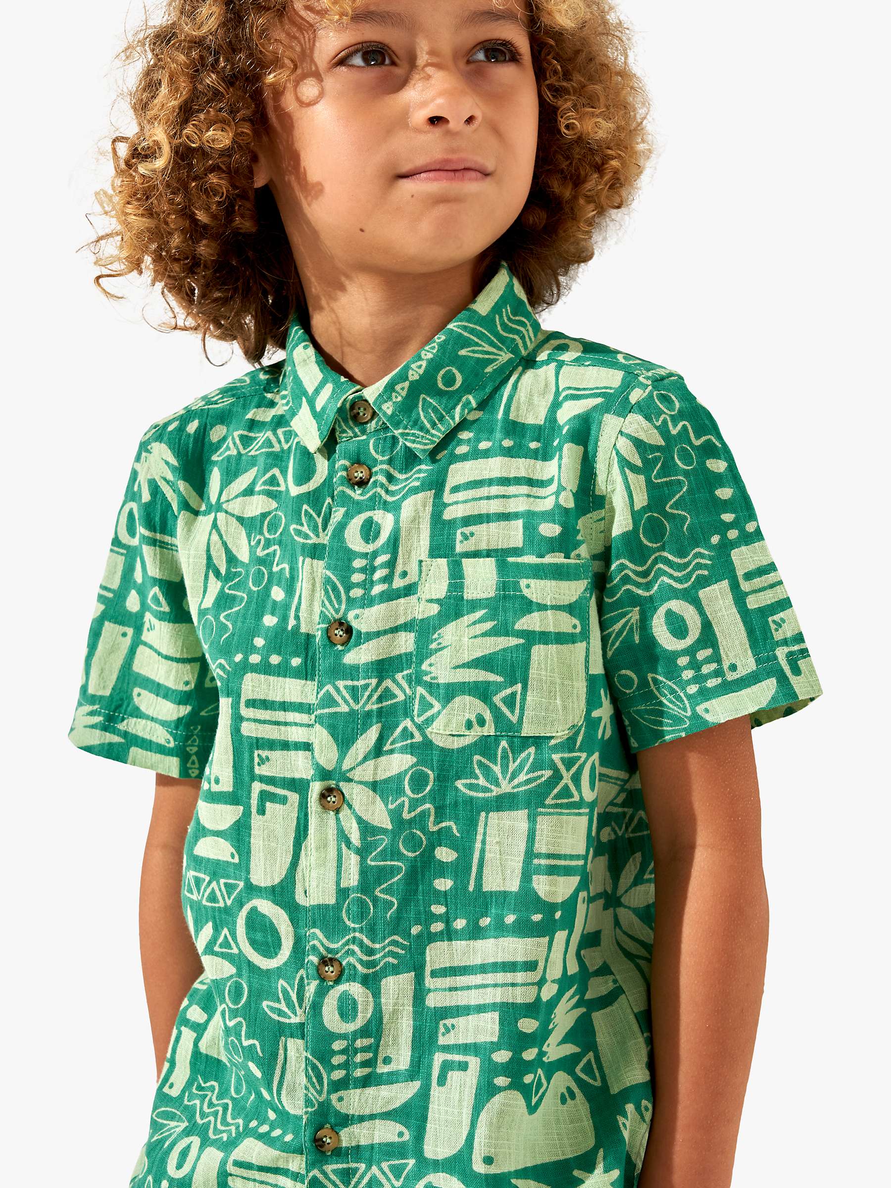 Buy Angel & Rocket Kids' Bau Holiday Shirt, Green Online at johnlewis.com