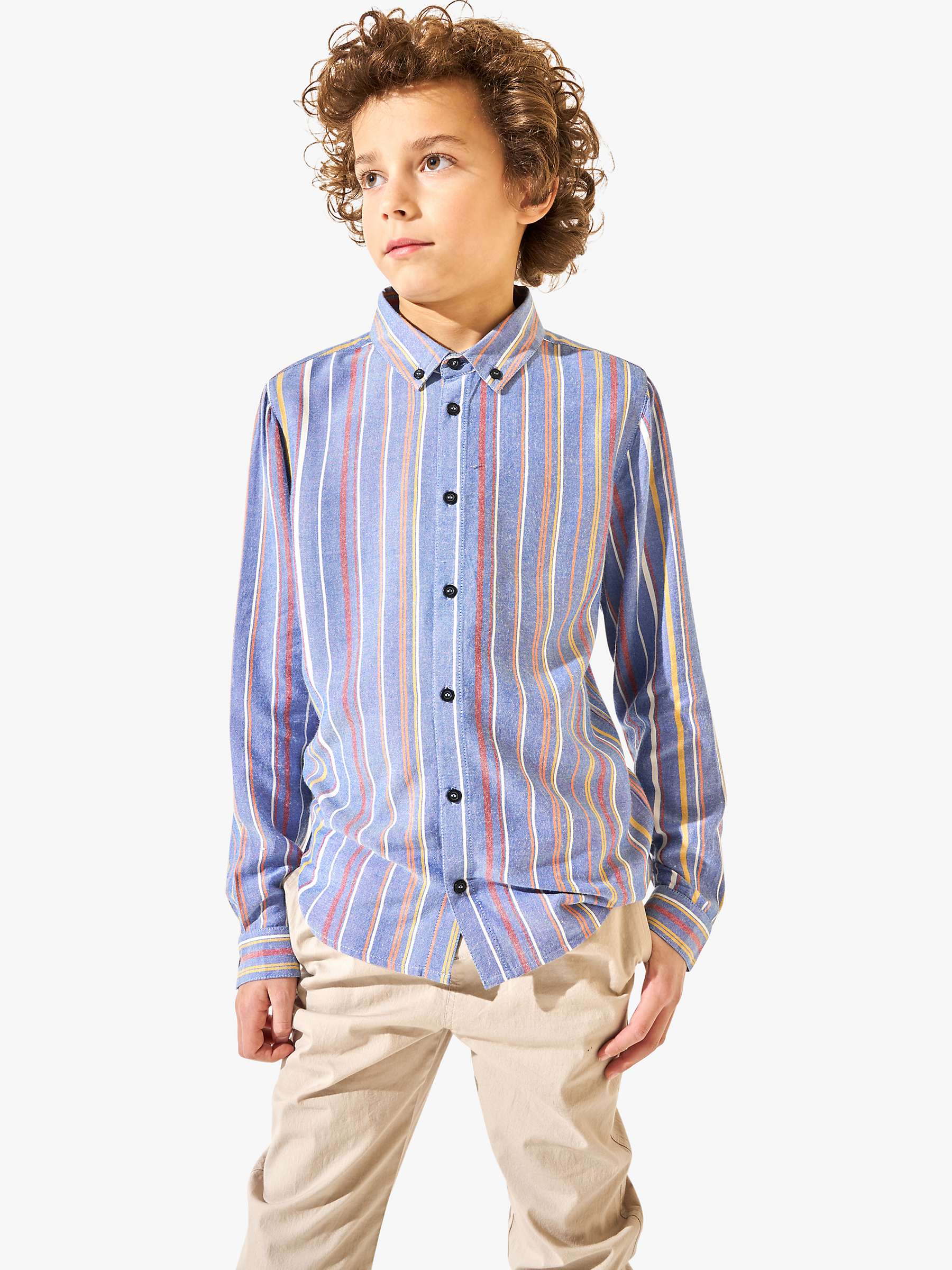 Buy Angel & Rocket Kids' Textured Multi Stripe Shirt, Blue Online at johnlewis.com