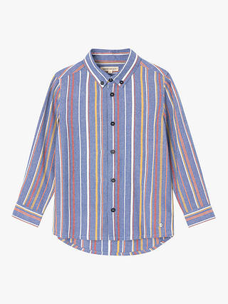 Angel & Rocket Kids' Textured Multi Stripe Shirt, Blue