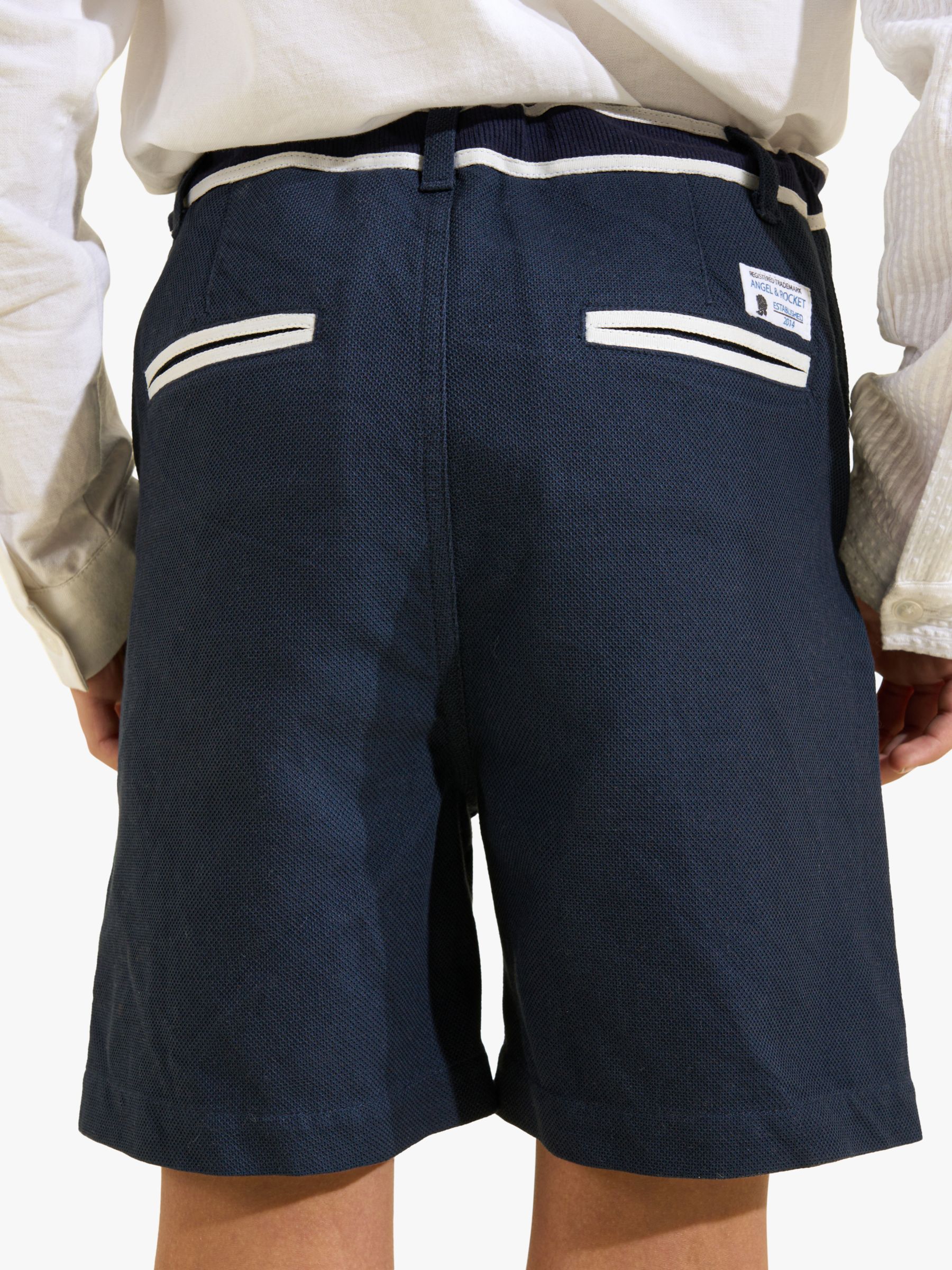Buy Angel & Rocket Kids' Bernard Smart Textured Shorts, Navy Online at johnlewis.com
