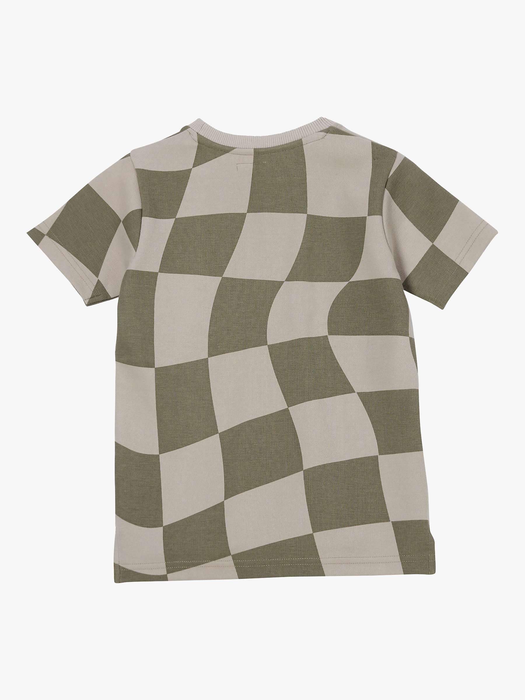 Buy Angel & Rocket Kids' Luca Wavy Checker Board T-Shirt, Stone Online at johnlewis.com