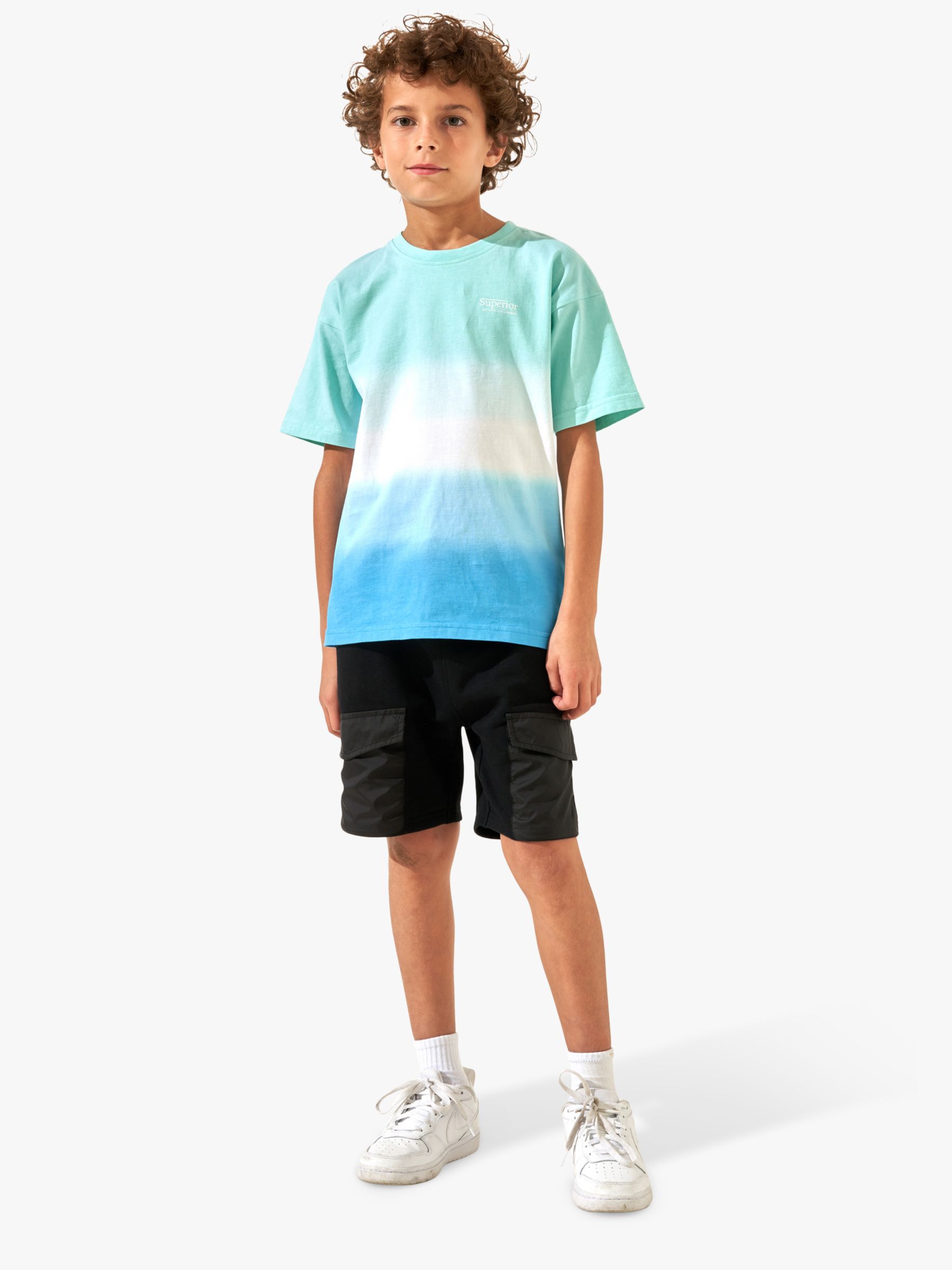 Angel & Rocket Kids' Brad Ombre Tie Dye T-Shirt, Aqua, 3-4 years