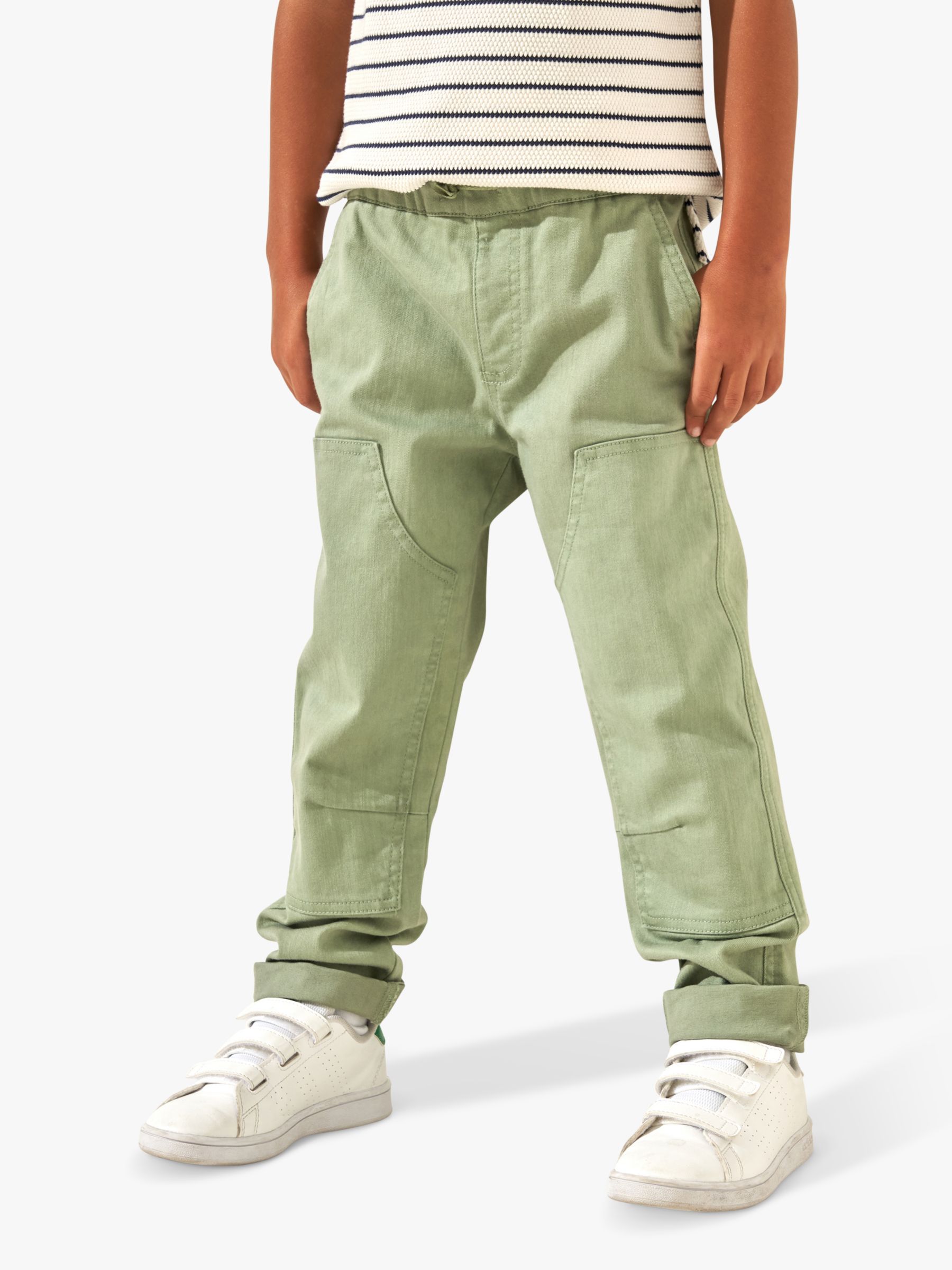 Angel & Rocket Kids' Jace Stitch Detail Washed Trousers, Green at John ...