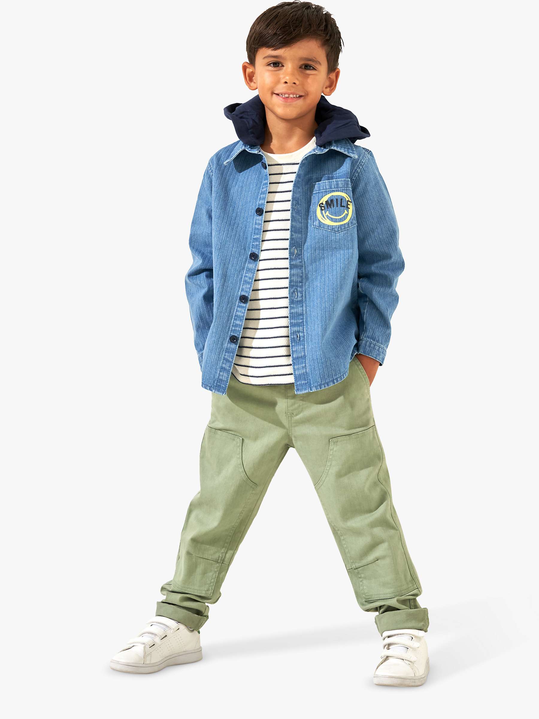 Buy Angel & Rocket Kids' Jace Stitch Detail Washed Trousers, Green Online at johnlewis.com