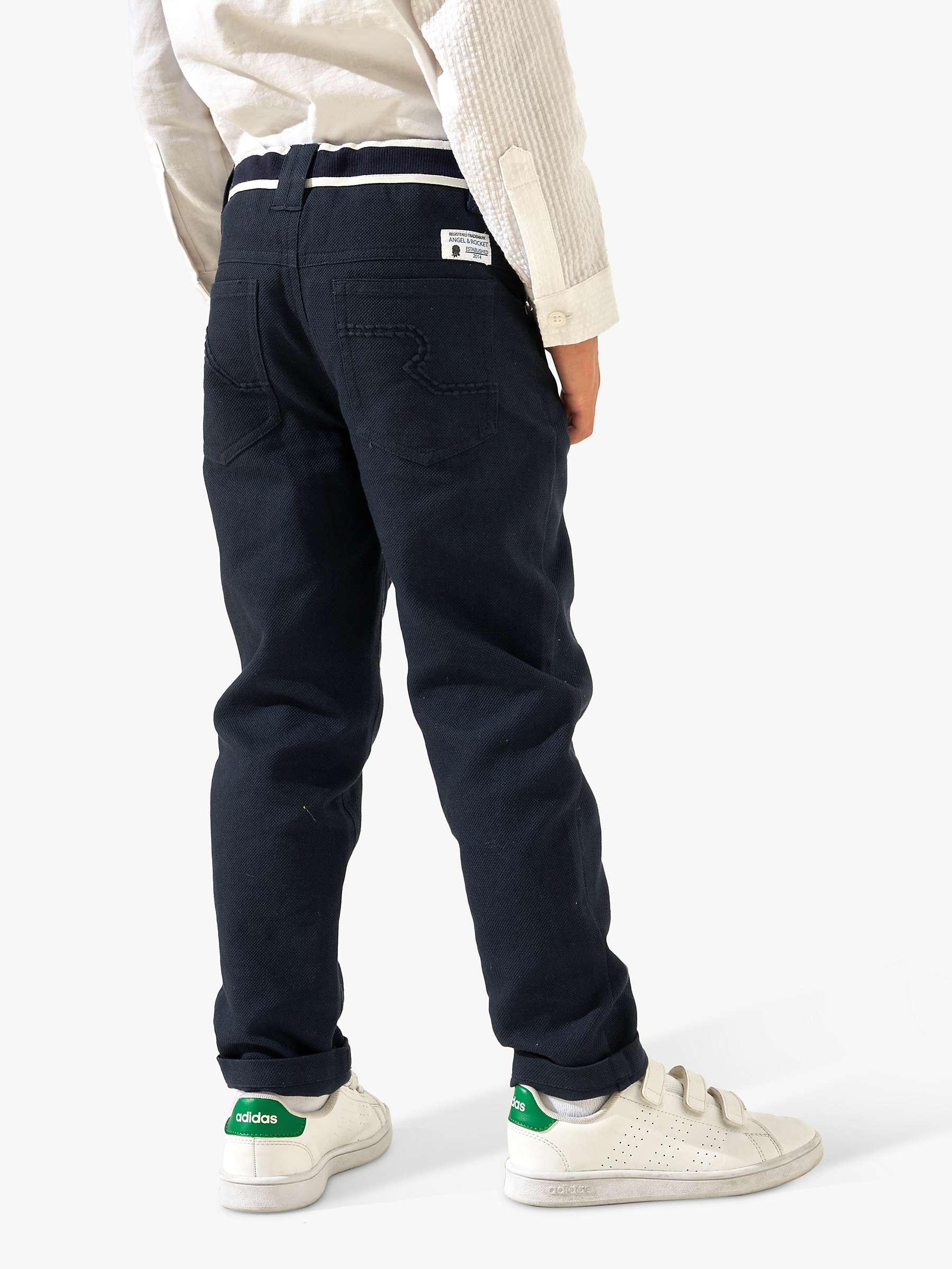 Buy Angel & Rocket Kids' Bernard Smart Textured Trousers, Navy Online at johnlewis.com