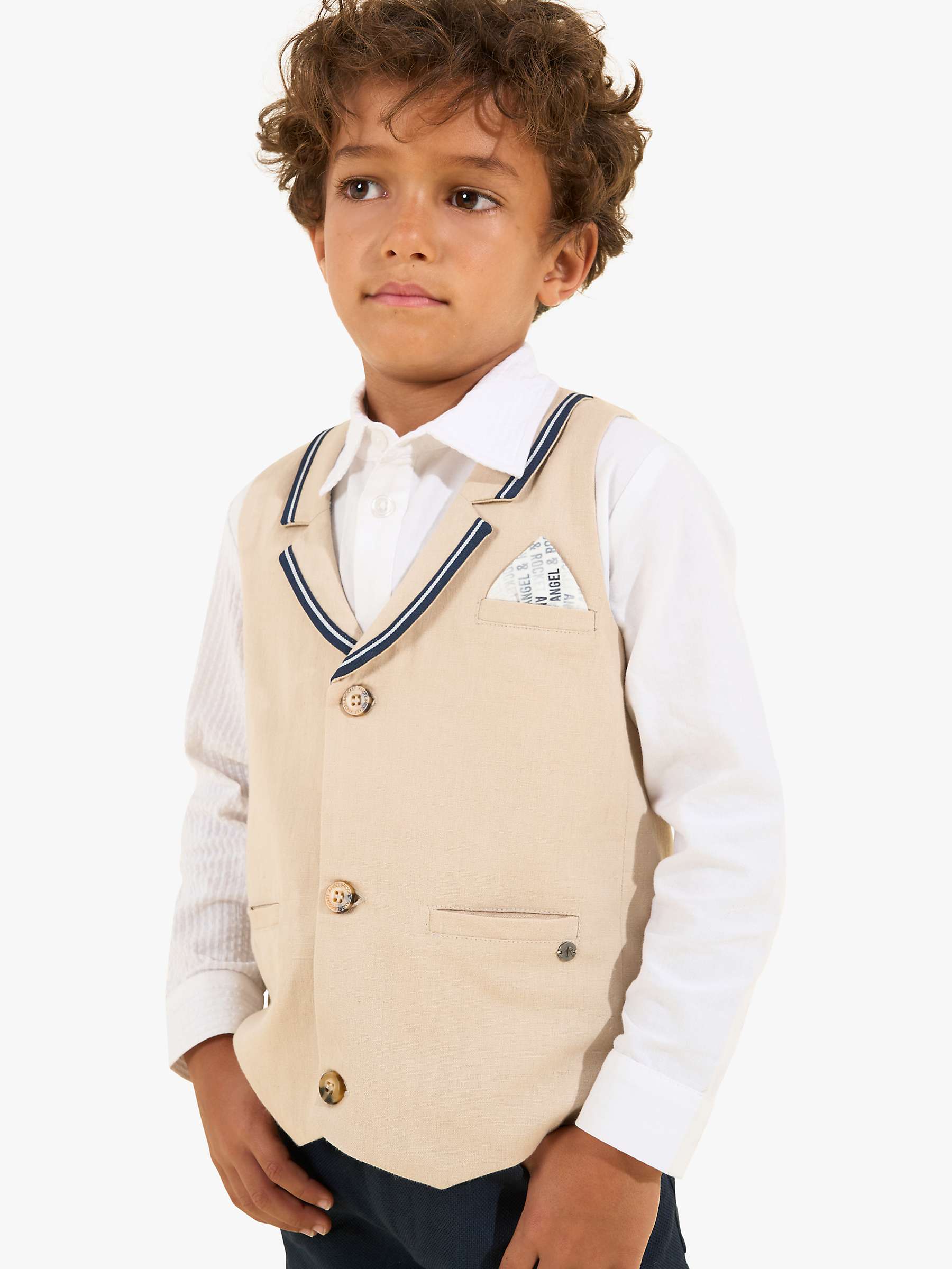 Buy Angel & Rocket Kids' Felix Linen Blend Waistcoat, Stone Online at johnlewis.com