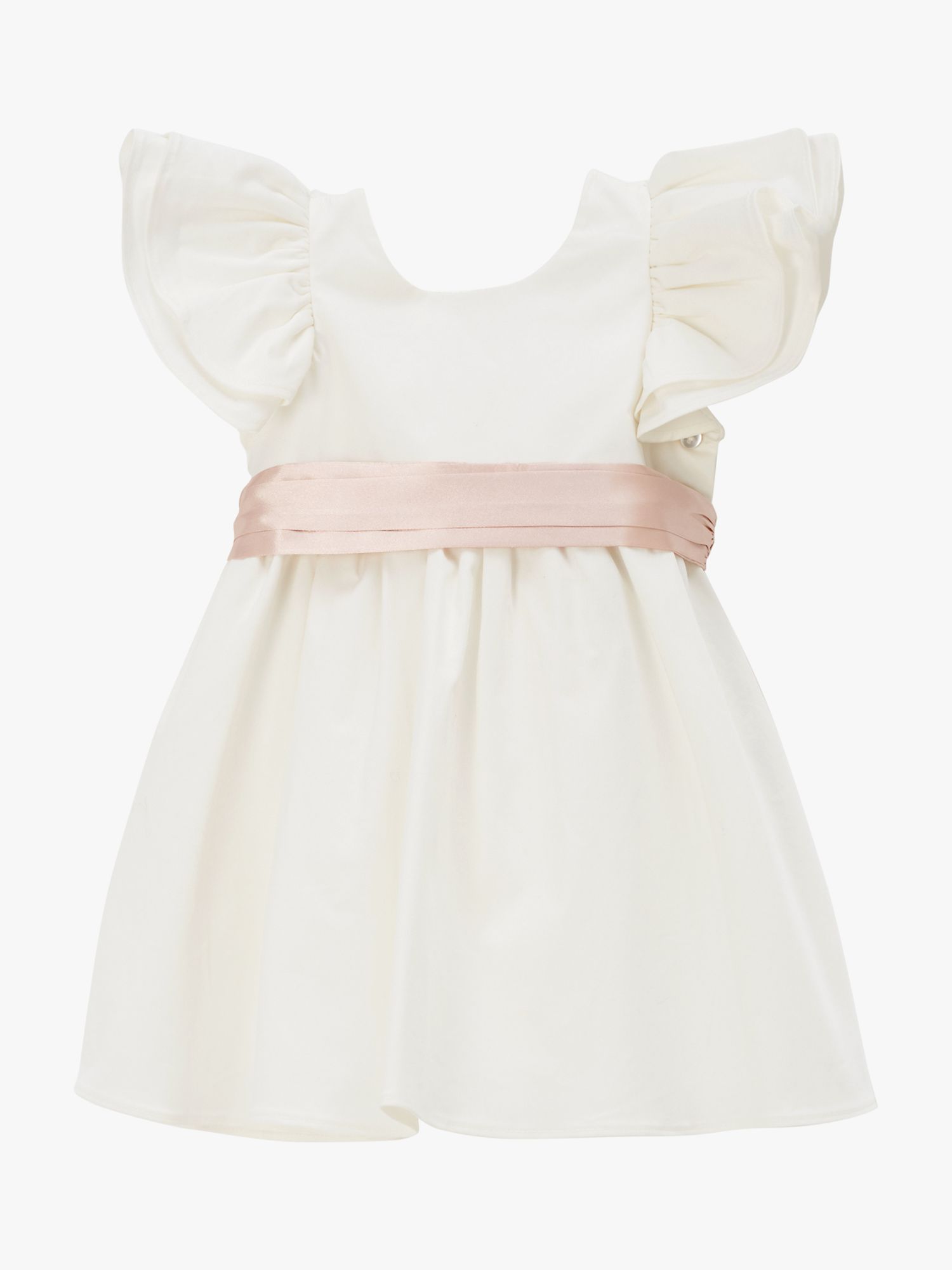 Angel & Rocket Baby Sateen Sash Dress, Cream, 3-6 months