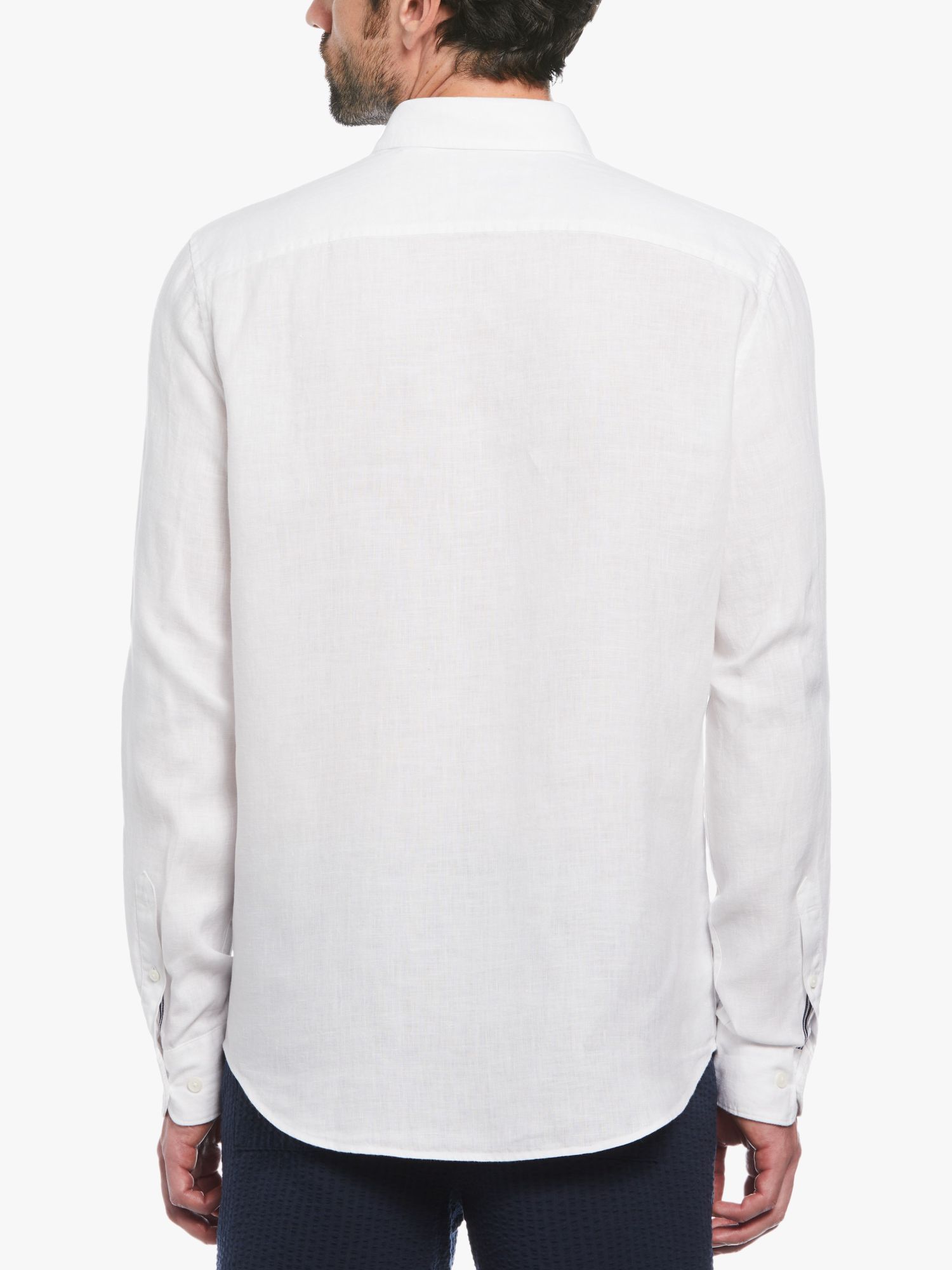 Buy Original Penguin Long Sleeve Linen Shirt, White Online at johnlewis.com