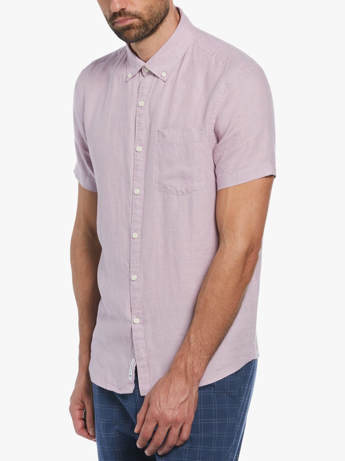 Buy Original Penguin Linen Short Sleeve Shirt, Lavender Frost Online at johnlewis.com