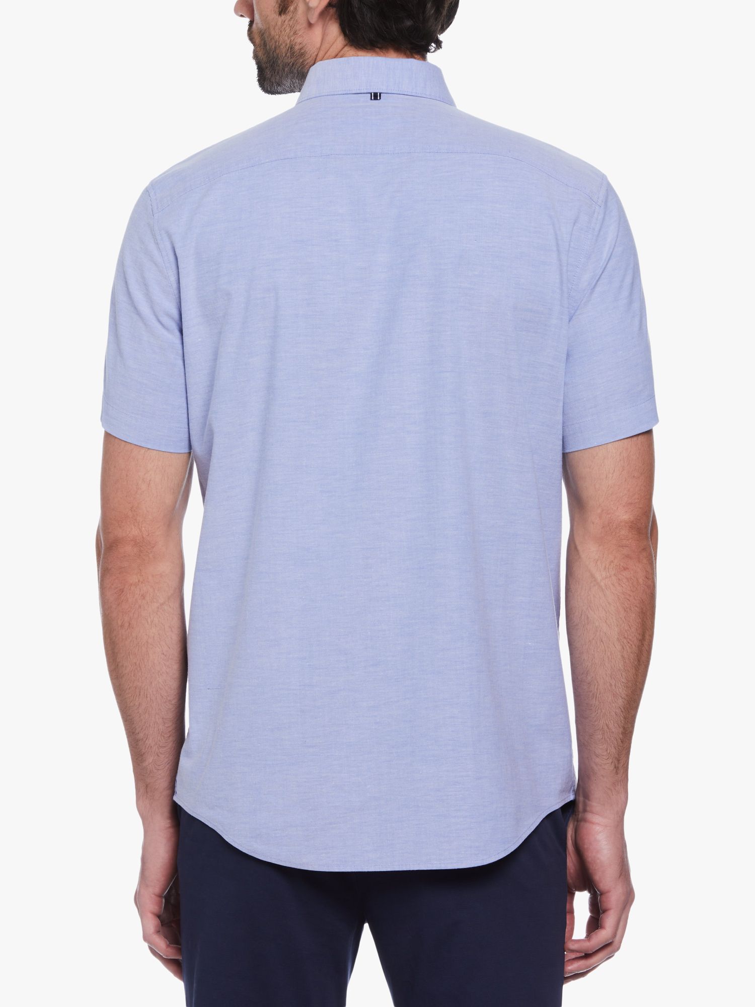Original Penguin Organic Cotton Blend Short Sleeve Stretch Oxford Shirt, Amparo Blue, L