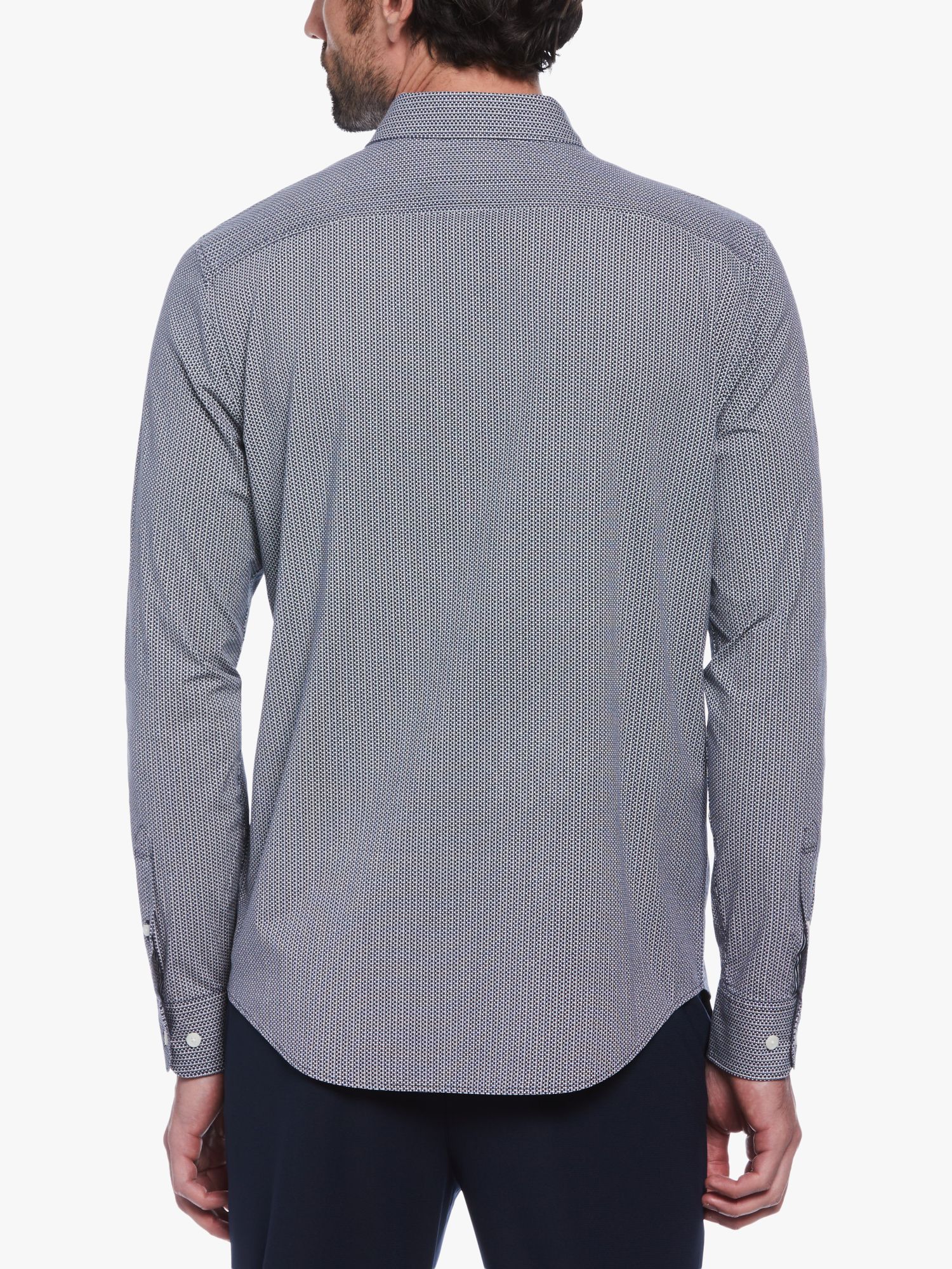 Original Penguin Long Sleeve All-Over Mini Print Shirt, Blue, L