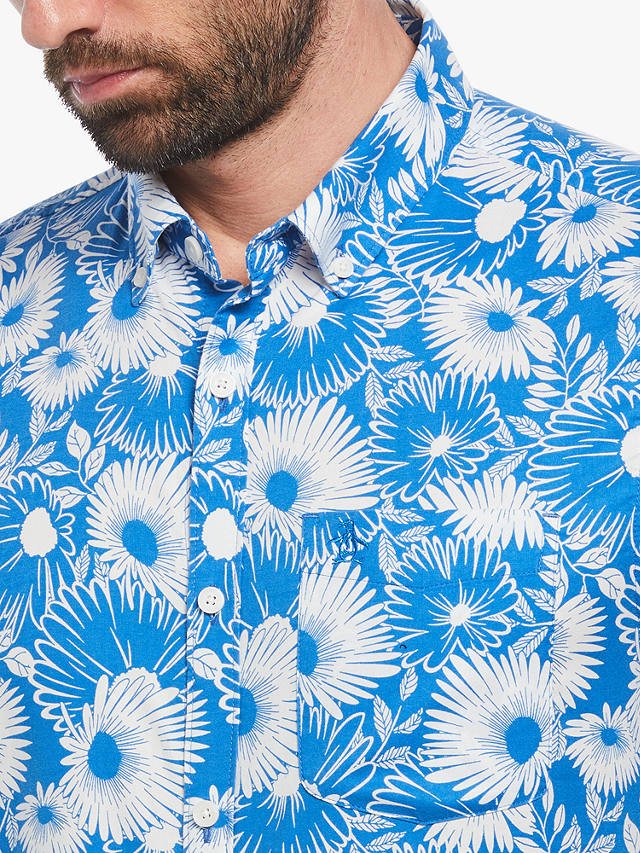 Original Penguin Short Sleeve All-Over Floral Print Shirt, Blue/White