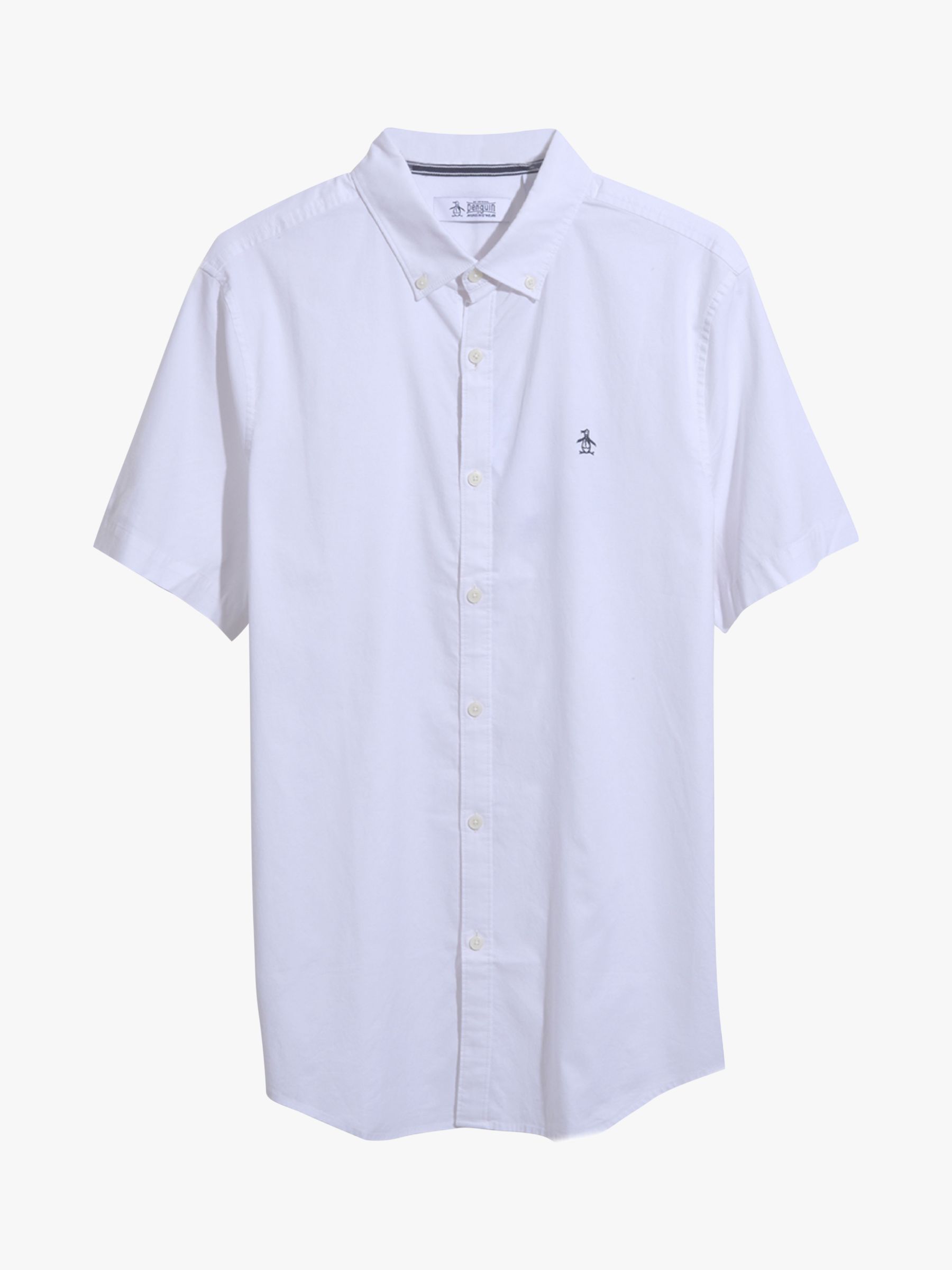 Original Penguin Short Sleeve Stretch Oxford Shirt, White, L