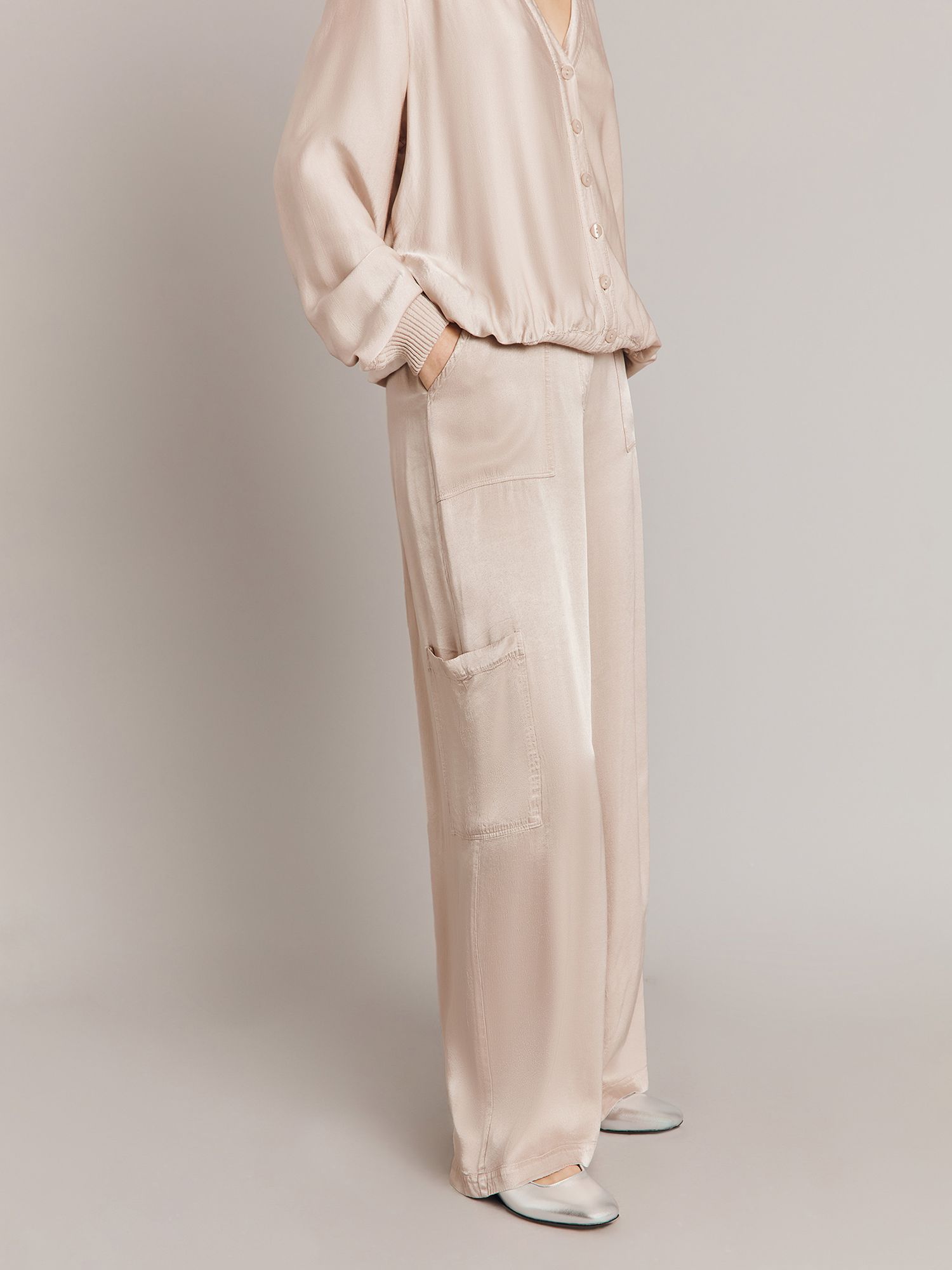 Ghost Aurora Cargo Style Satin Trousers