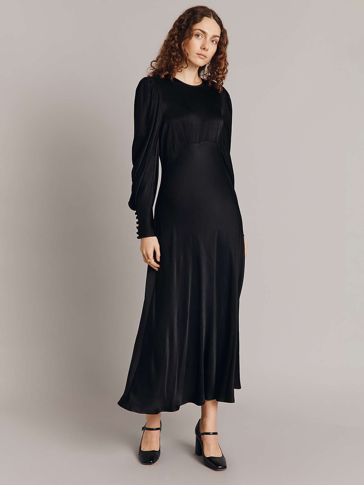 Buy Ghost Fiona Ruched Satin Midi Dress Online at johnlewis.com