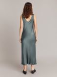 Ghost Palm Bias Cut Satin Slip Dress, Slate