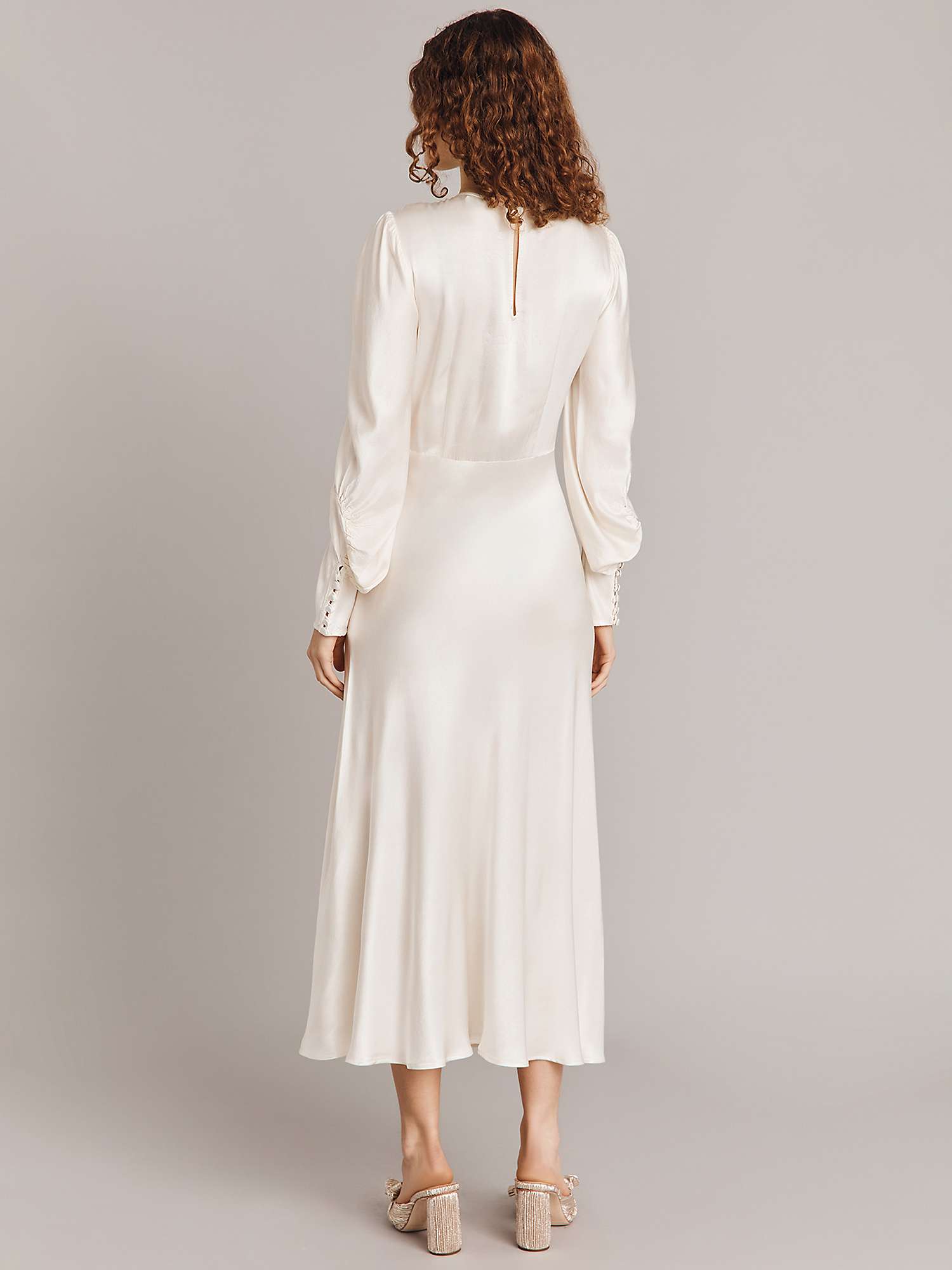 Buy Ghost Fiona Ruched Satin Midi Dress Online at johnlewis.com