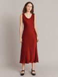 Ghost Palm Bias Cut Satin Slip Dress, Red