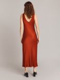 Ghost Palm Bias Cut Satin Slip Dress, Red