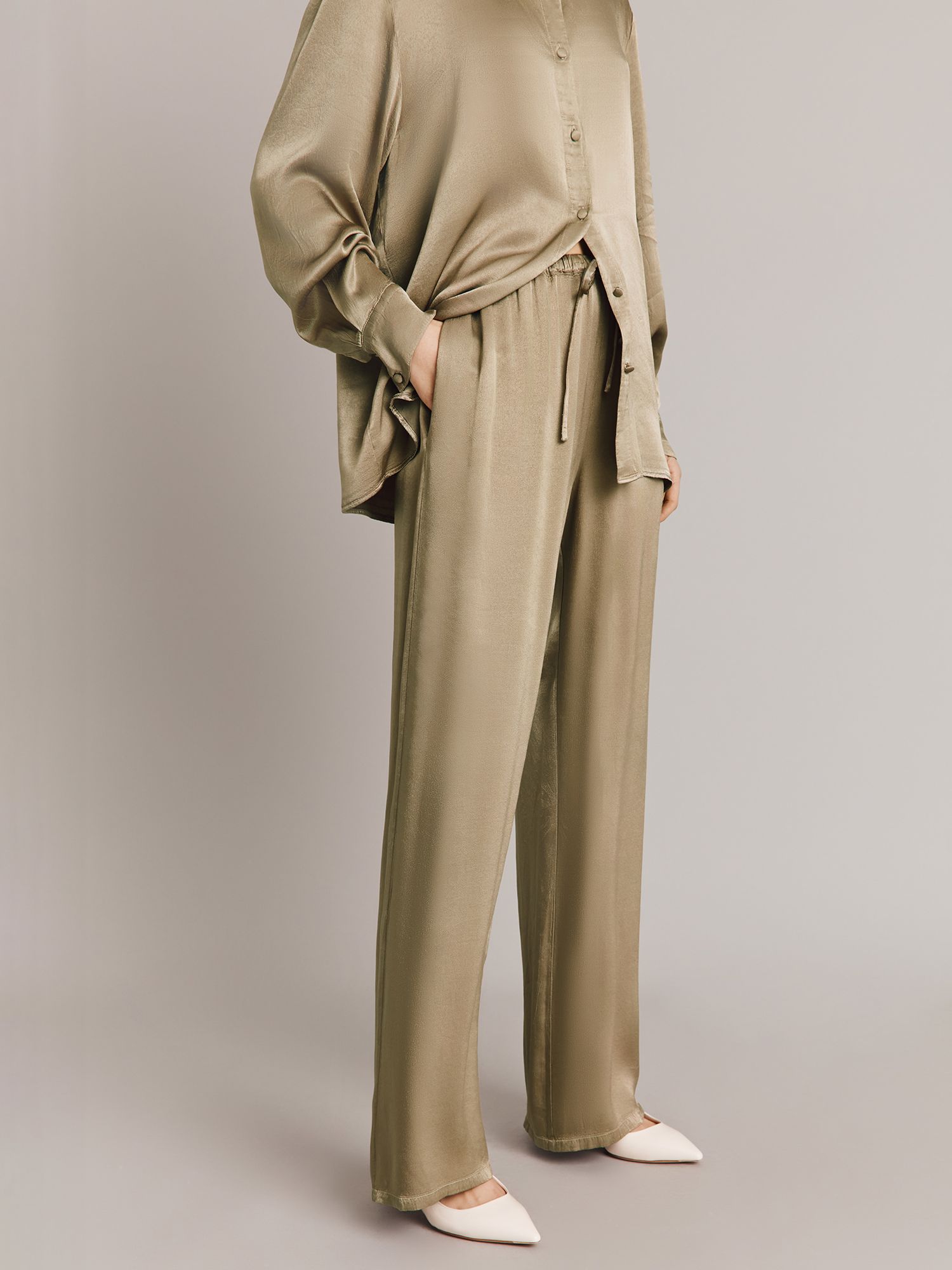 Buy Ghost Imogen Wide Leg Satin Trousers Online at johnlewis.com