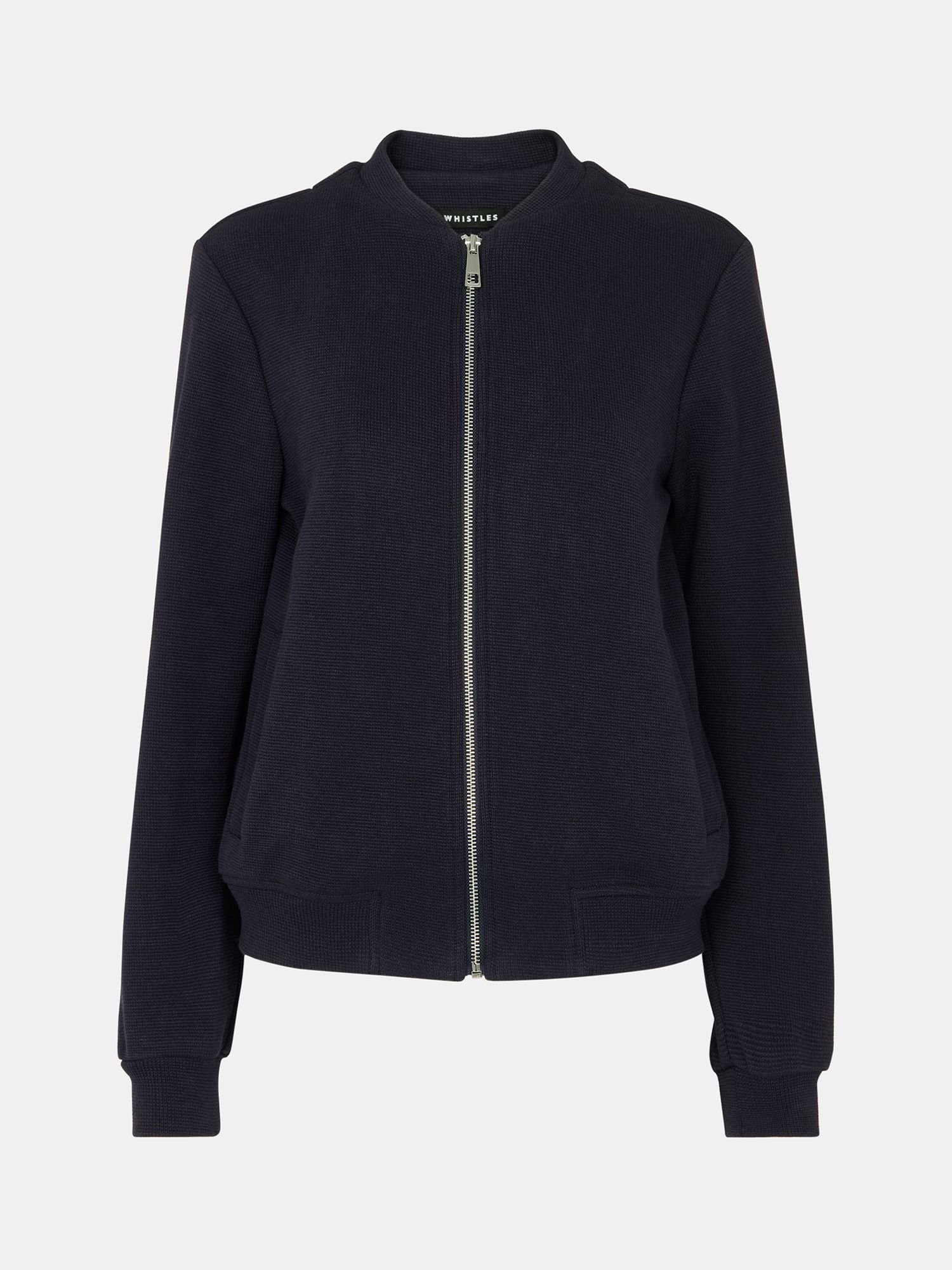 Whistles Jersey Bomber Jacket, Navy at John Lewis & Partners