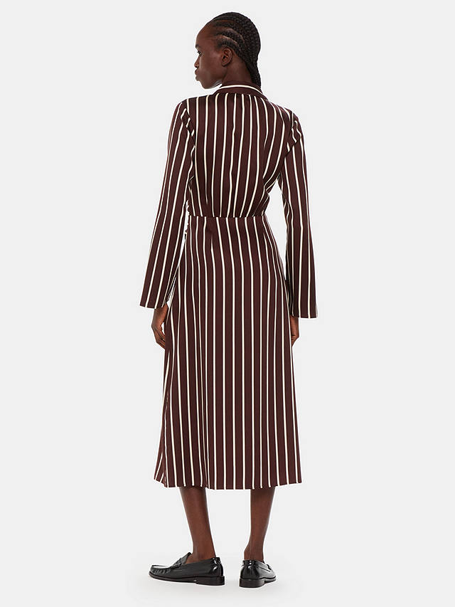Whistles Alex Stripe Shirt Dress, Burgundy/Multi