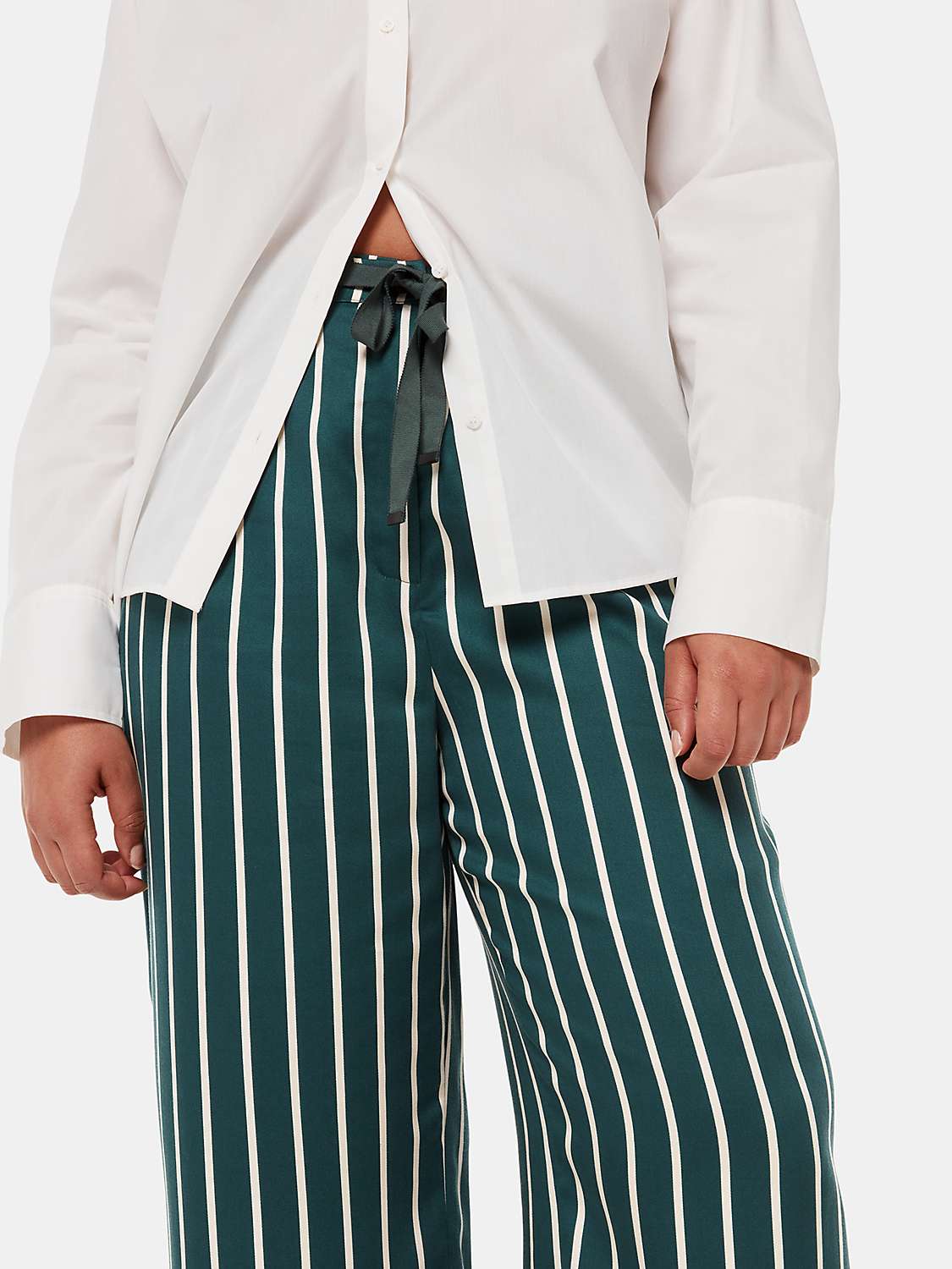 Buy Whistles Petite Alex Stripe Wide Leg Trousers, Green/Multi Online at johnlewis.com