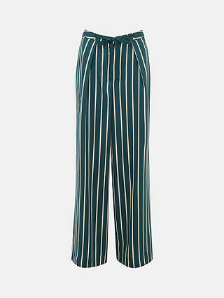 Whistles Petite Alex Stripe Wide Leg Trousers, Green/Multi