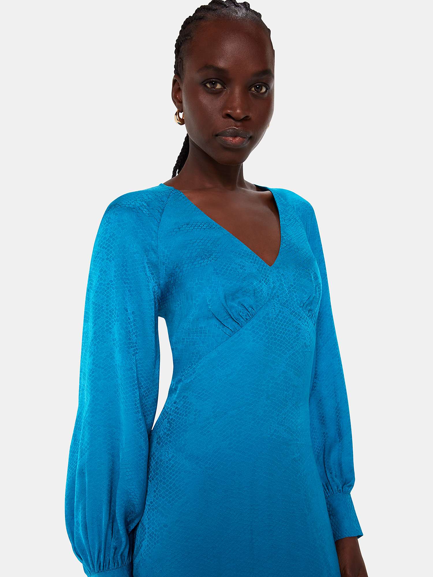Buy Whistles Petite Serpent Jacquard Midi Dress, Blue Online at johnlewis.com