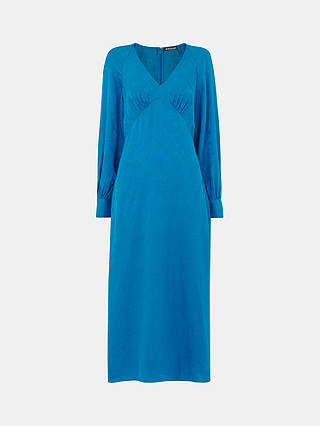 Whistles Petite Serpent Jacquard Midi Dress, Blue