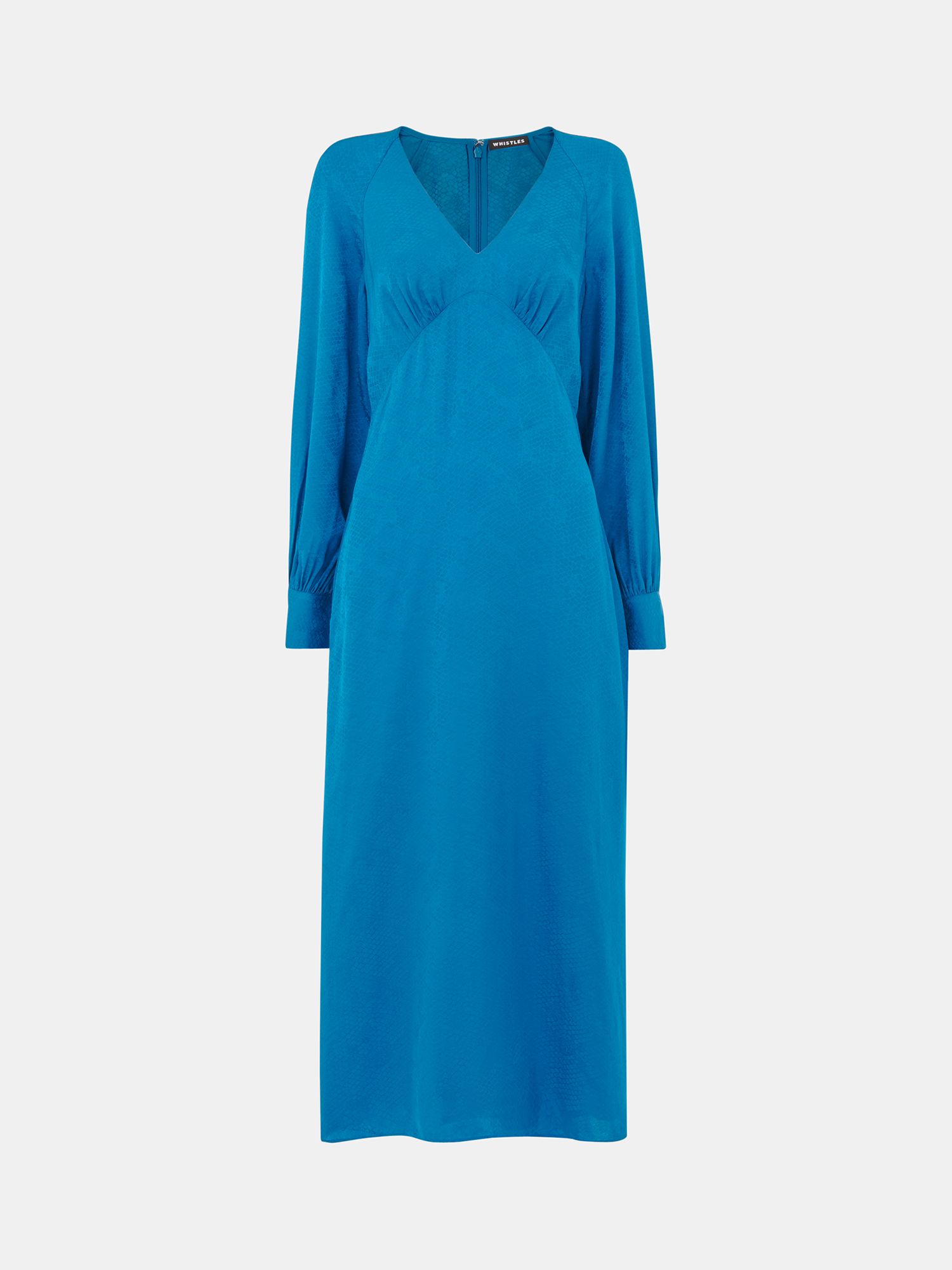 Whistles Serpent Jacquard Midi Dress, Blue, 6